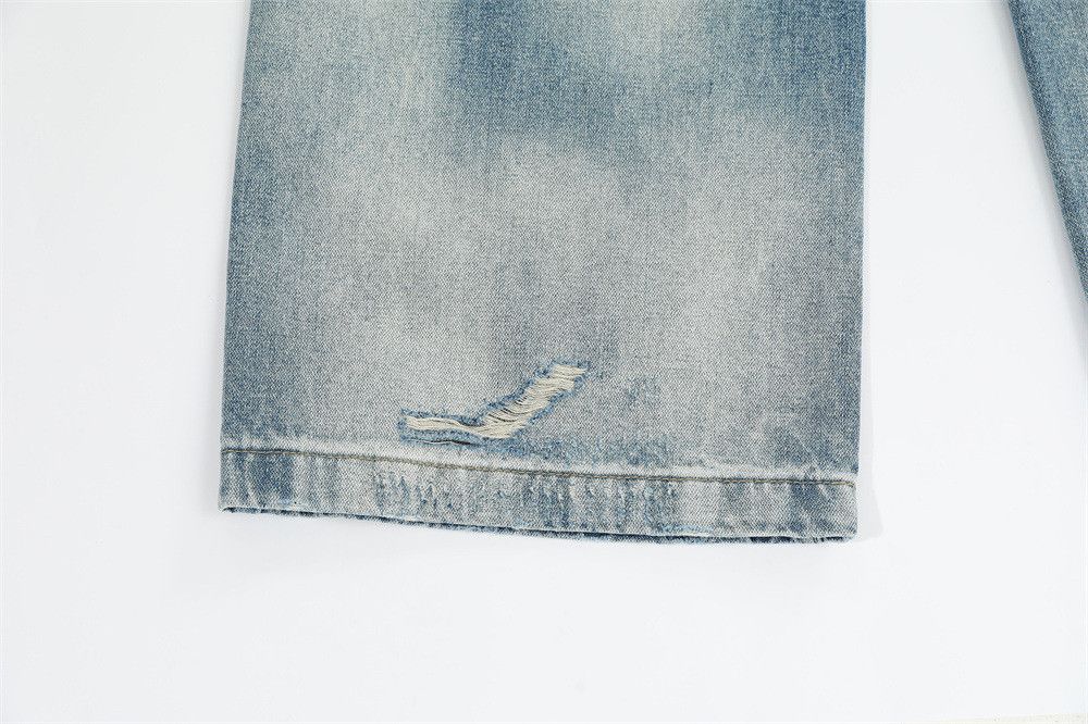 Men's punk loose washed gradient tie-dye jeans
