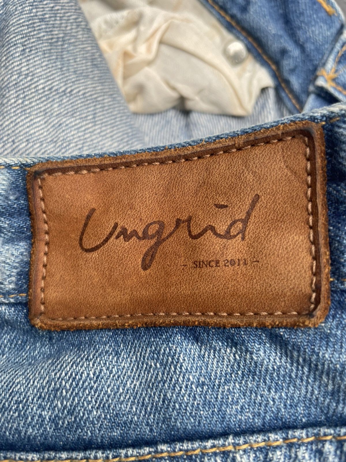 Japanese Brand Ungrid Distresed Selvedge Jeans Size 29" - 17 Thumbnail