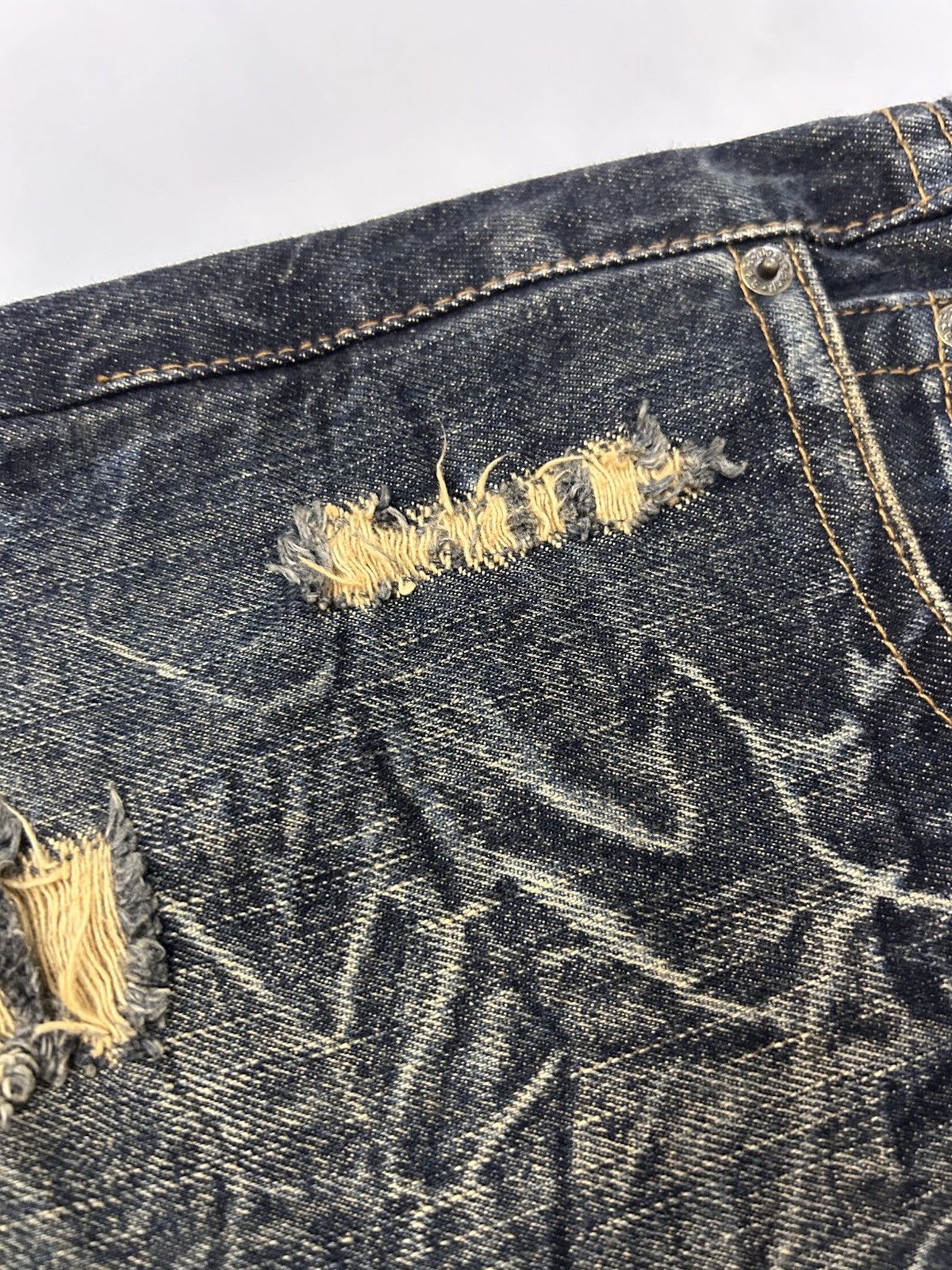 Japanese Brand × Vintage 💥Vintage K.U.I Japanese Denim Mud Wash Distressed Jeans Size US 32 / EU 48 - 15 Thumbnail