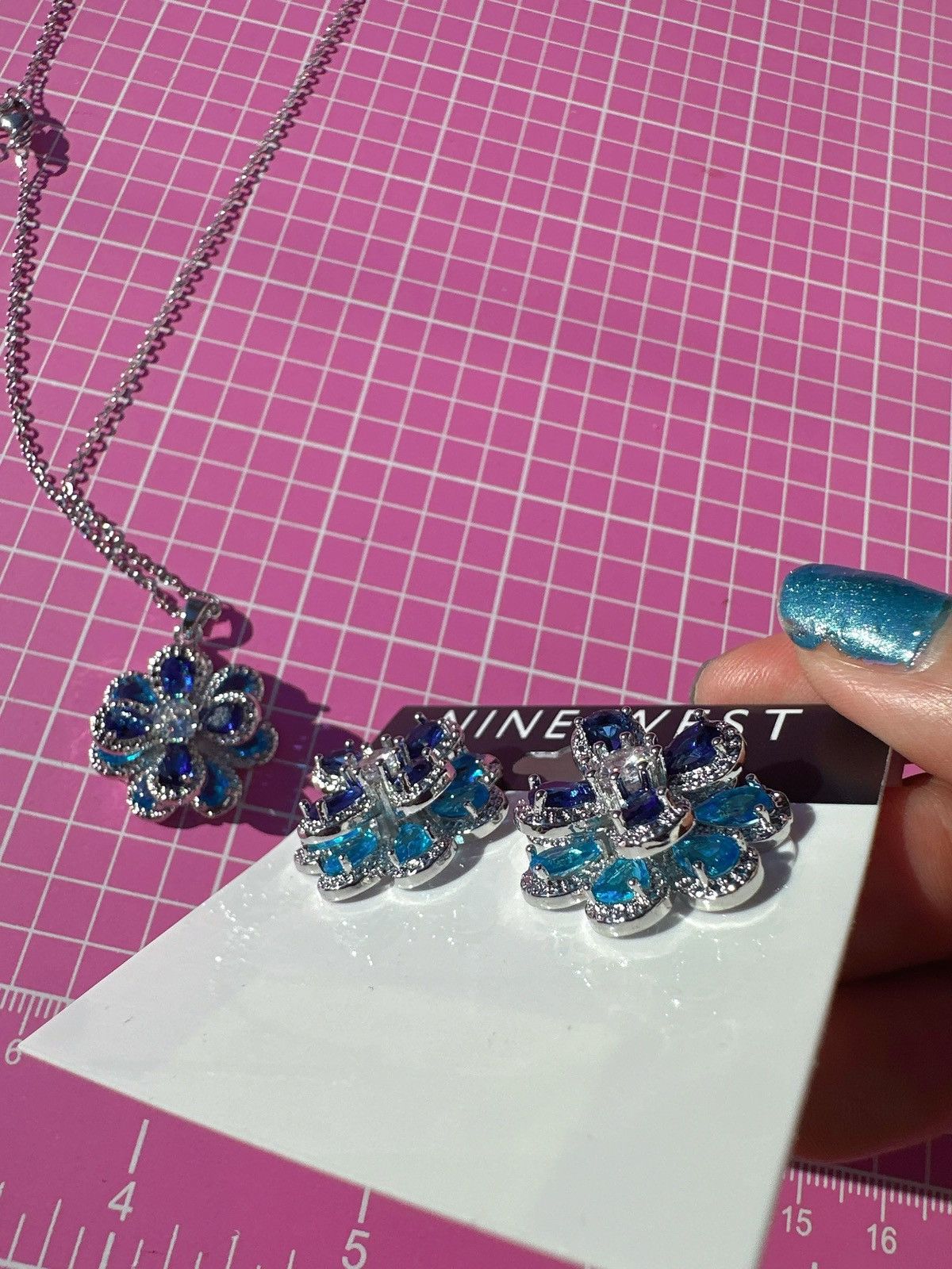 Nine West Nine West 925 sterling silver necklace earrings Set crystal Size ONE SIZE - 5 Thumbnail