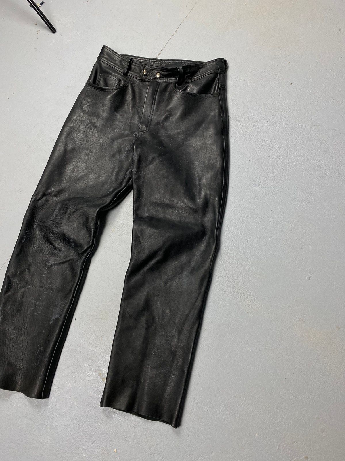 Pre-owned Archival Clothing X Leather Opium Genuine Leather Casual Pants Streetwear Fashion Size In Black