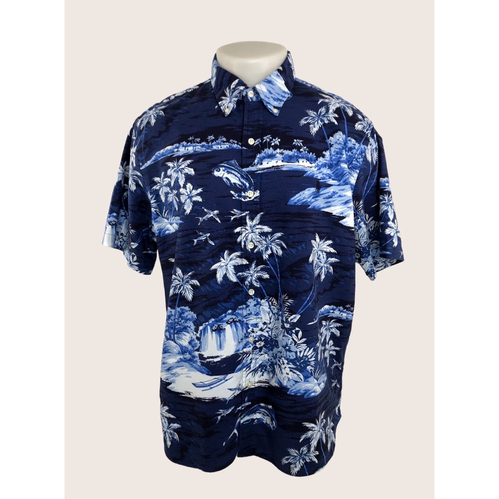 Ralph Lauren RALPH LAUREN Shirt XL Aloha Hawaiian Flying Fish Beach Theme Blue Men Size US XL / EU 56 / 4 - 1 Thumbnail