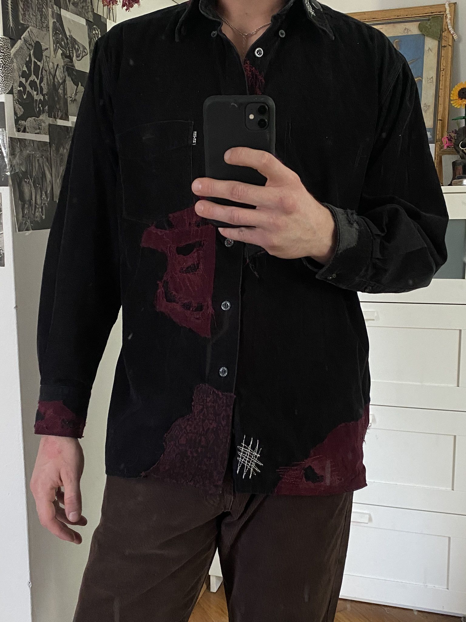 Other Vintage Repaired Patchwork Kapital Inspired Black corduroy Size US L / EU 52-54 / 3 - 23 Thumbnail