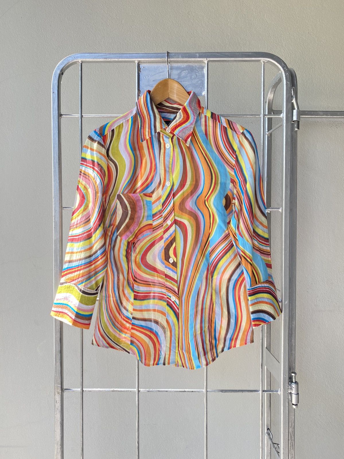 Paul Smith Paul Smith BLACK Multicolor Psychedelic Wave Shirt Size S / US 4 / IT 40 - 10 Thumbnail