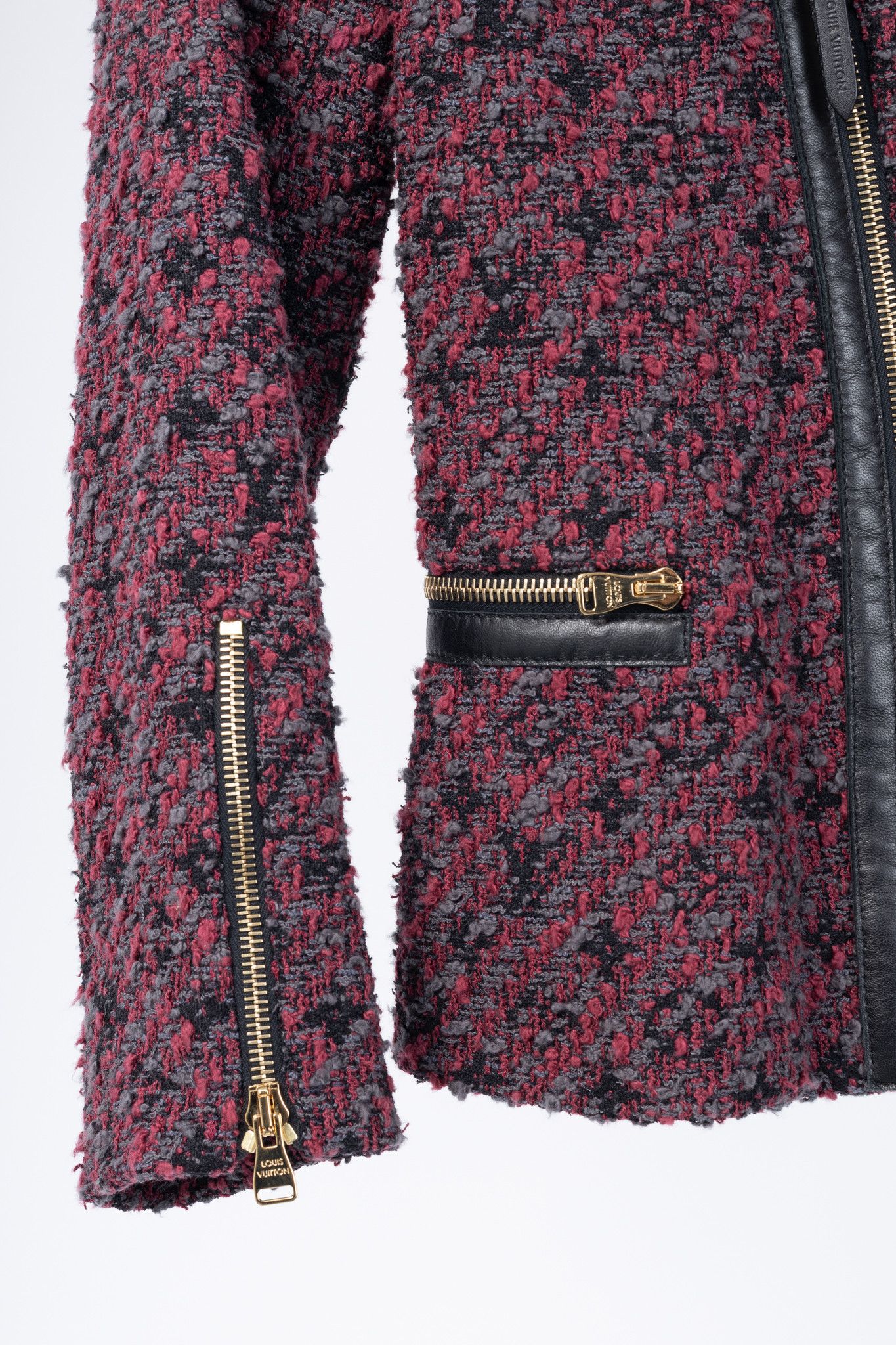 Louis Vuitton Louis Vuitton Cotton Monogram-Tweed Leather-Trim Zip Jacket Size XS / US 0-2 / IT 36-38 - 6 Thumbnail