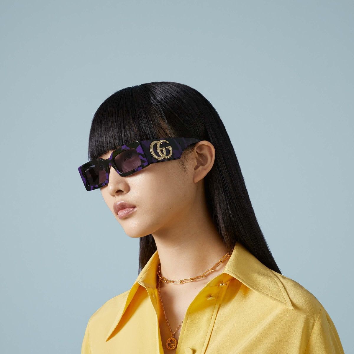 Gucci NEW GUCCI GG1425S 003 SQUARE HAVANA PURPLE WOMEN SUNGLASSES Size ONE SIZE - 2 Thumbnail