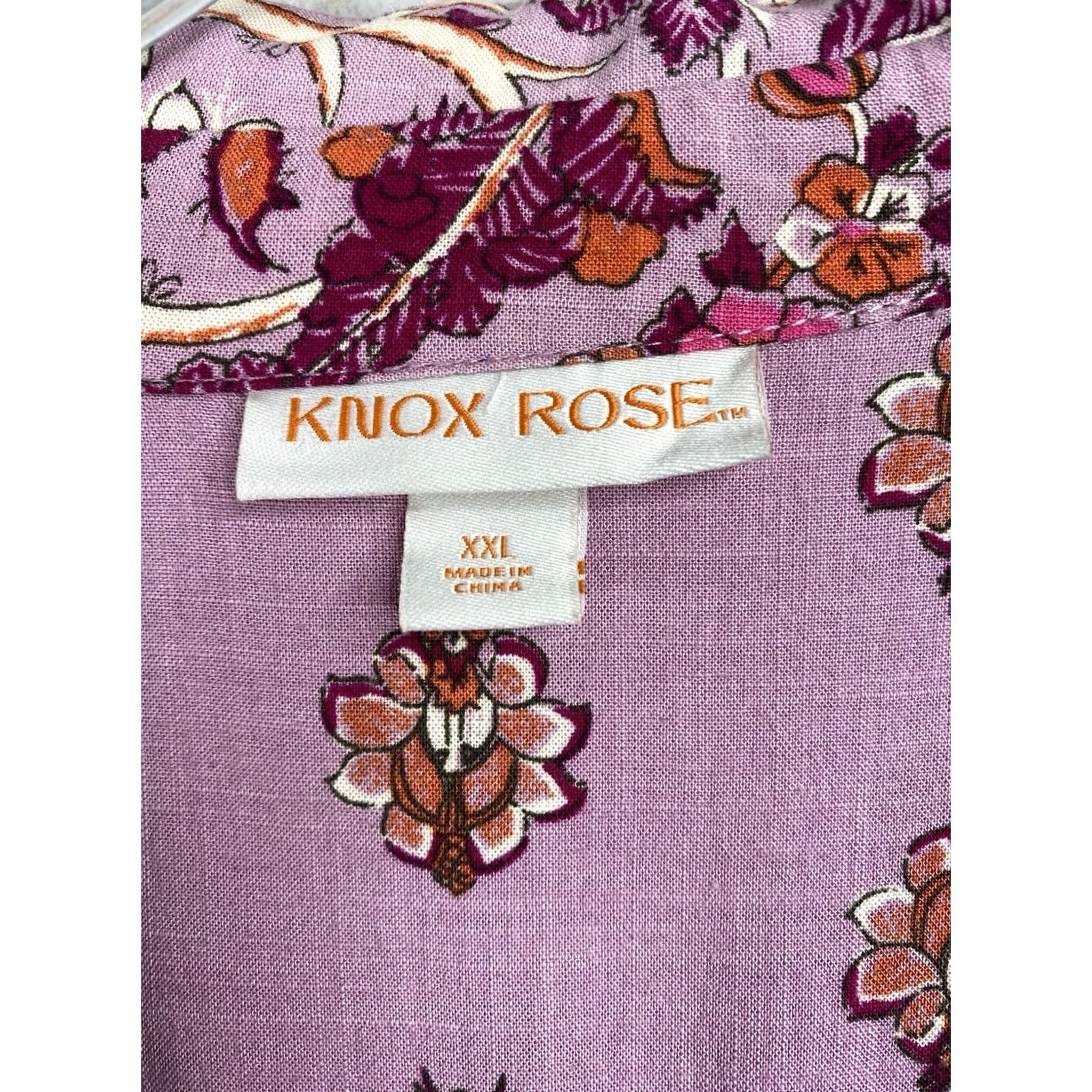Vintage Knox Rose Top Womens XL Floral Button Up Tunic Pink Boho Long Sleeve Casual Shirt Size XL / US 12-14 / IT 48-50 - 4 Thumbnail