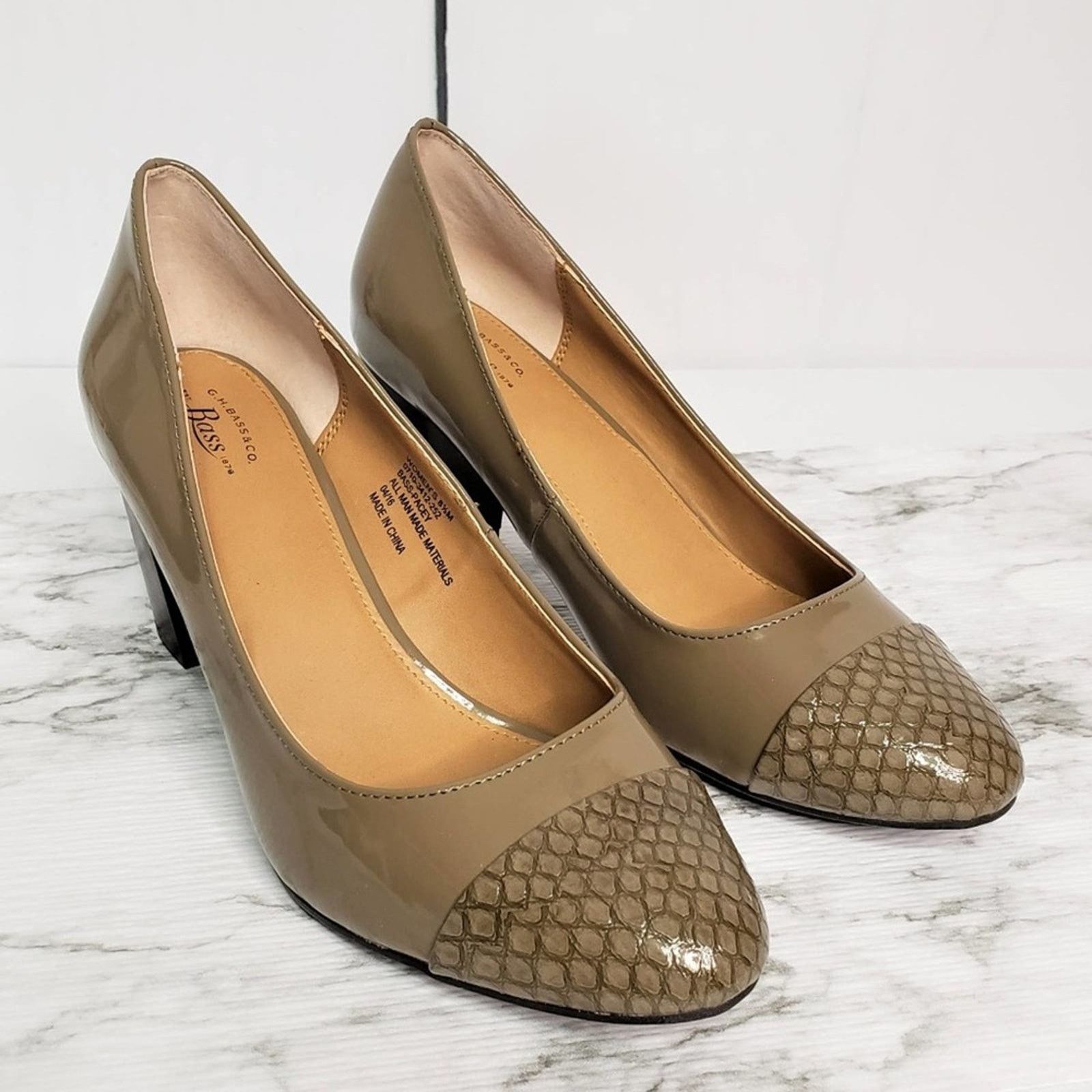 Bass Bass Pacey Faux Snakeskin Patent Leather Pumps Heels 8.5 Size US 8.5 / IT 38.5 - 1 Thumbnail