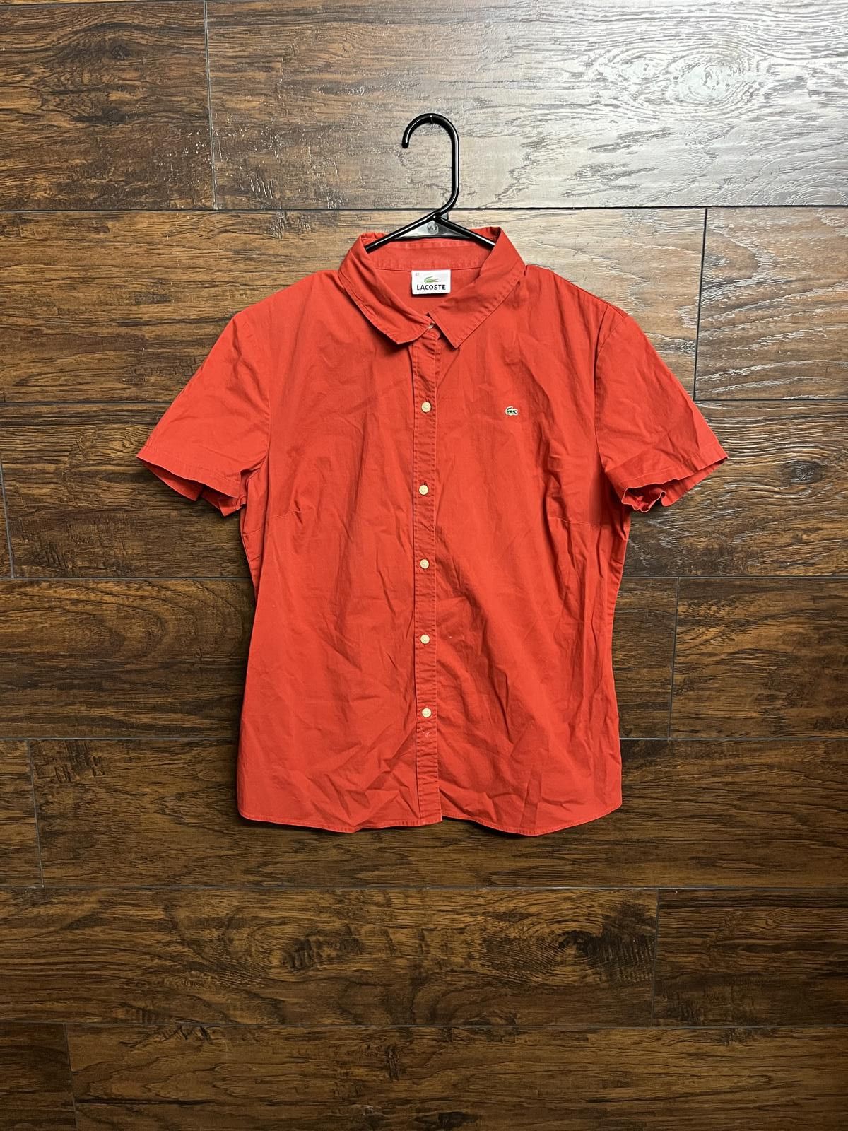 Lacoste VTG Lacoste Button Up Crocodile Embroidered Burgundy -42 Size US XS / EU 42 / 0 - 1 Thumbnail