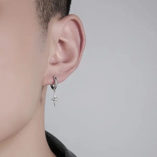 Designer × Sterling Silver 925 Silver Plated Star Dangle Drop Earrings for Men Women Size ONE SIZE - 3 Thumbnail