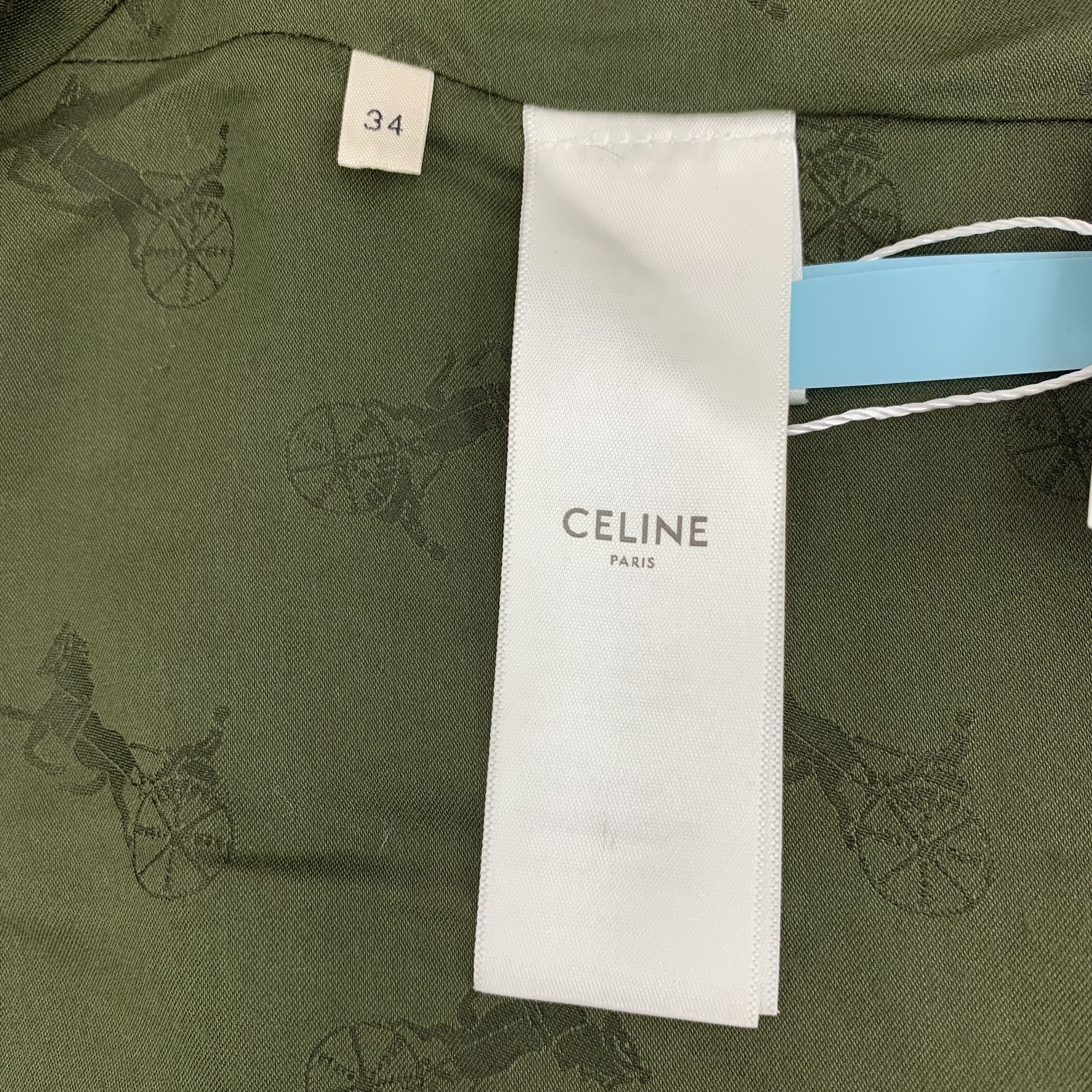 Celine Celine Jacket Wool Military Green Tweed Button-Up (Size XXS) Size XXS / US 00 / IT 34 - 4 Thumbnail