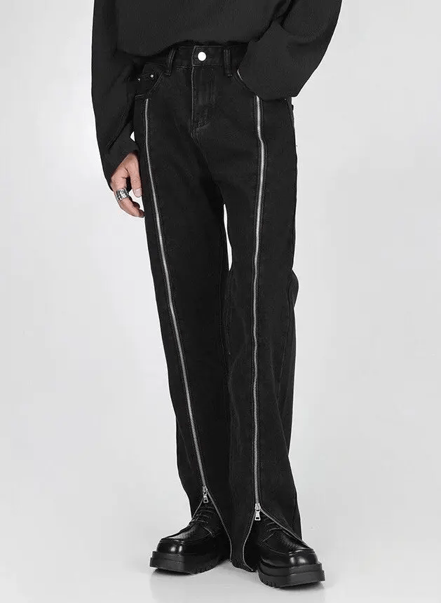 Japanese Brand × Vintage Black front zip denim jeans pants aesthetic Size US 28 / EU 44 - 1 Thumbnail
