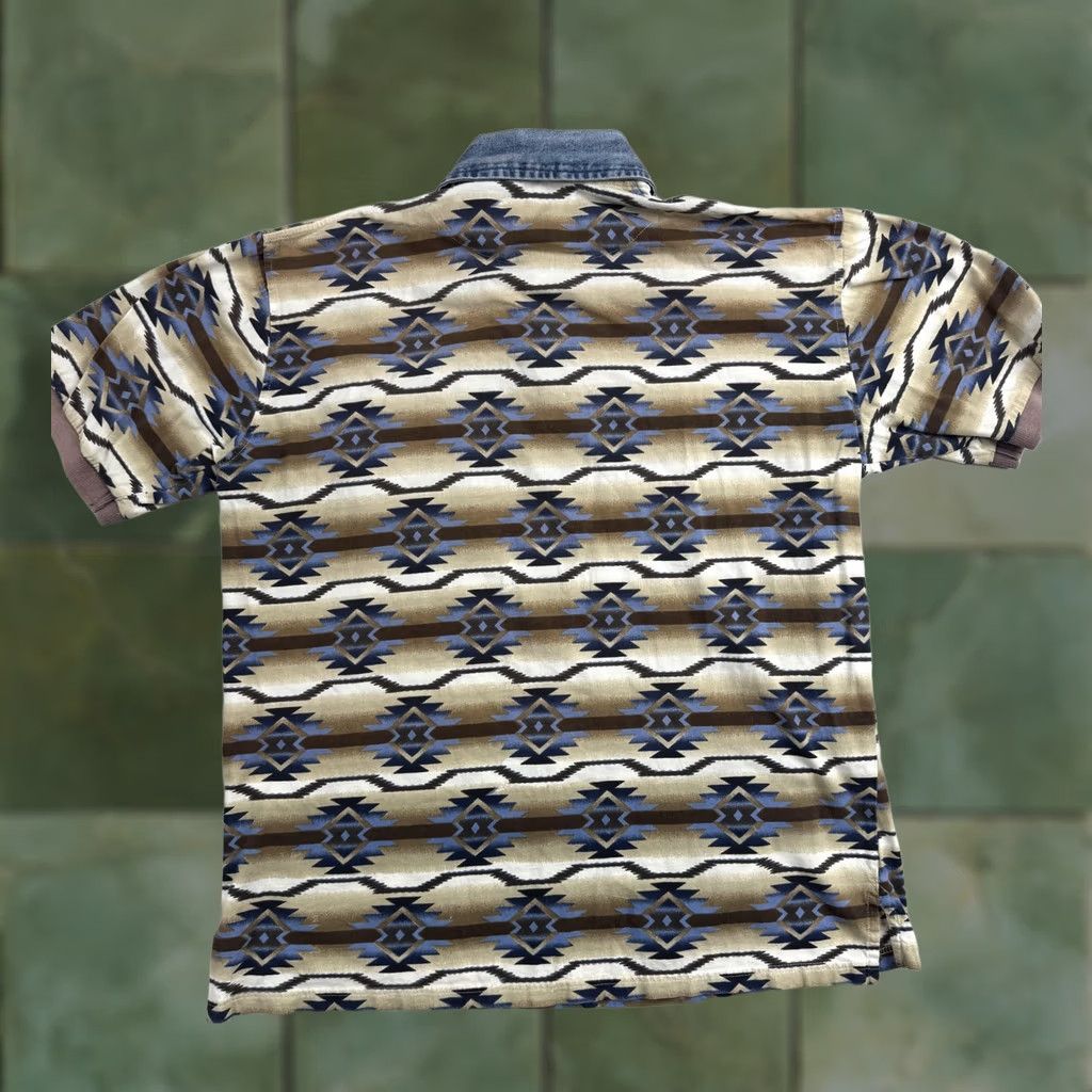 Vintage Cumberland Outfitters Polo Shirt Mens M Aztec Geometric Western Denim Collar Short Sleeve Casual Polo Shirt Mens Size US M / EU 48-50 / 2 - 1 Thumbnail