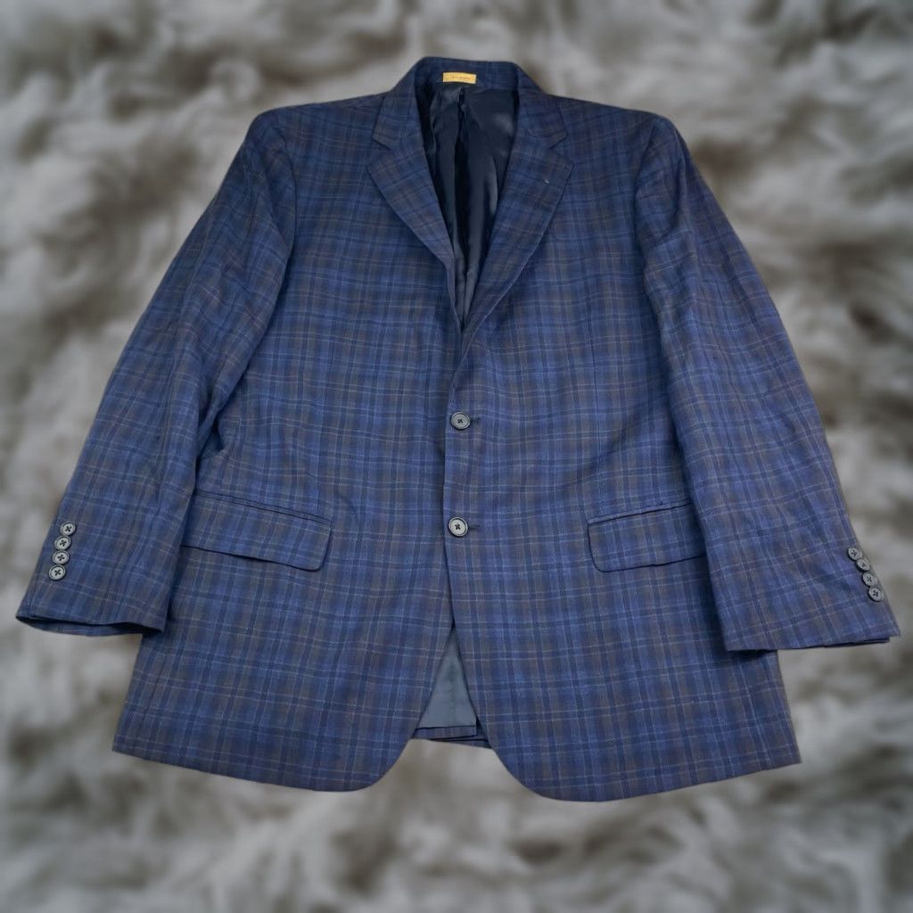 Brooks Brothers Brooks Brothers Men's Bespoke Madison Zignone Wool Blazer Navy/Brown Plaid 42R Size 42R - 1 Thumbnail