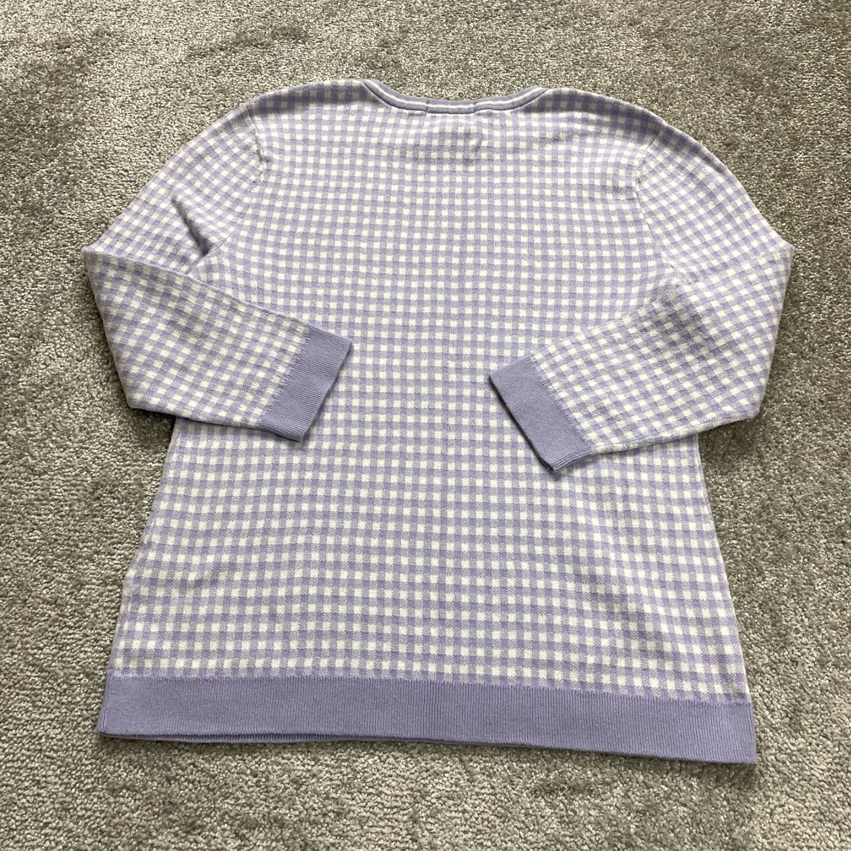 Lands' End Lands' End Sweater Women's Medium Purple Check Pullover Long Sleeve Size M / US 6-8 / IT 42-44 - 2 Thumbnail