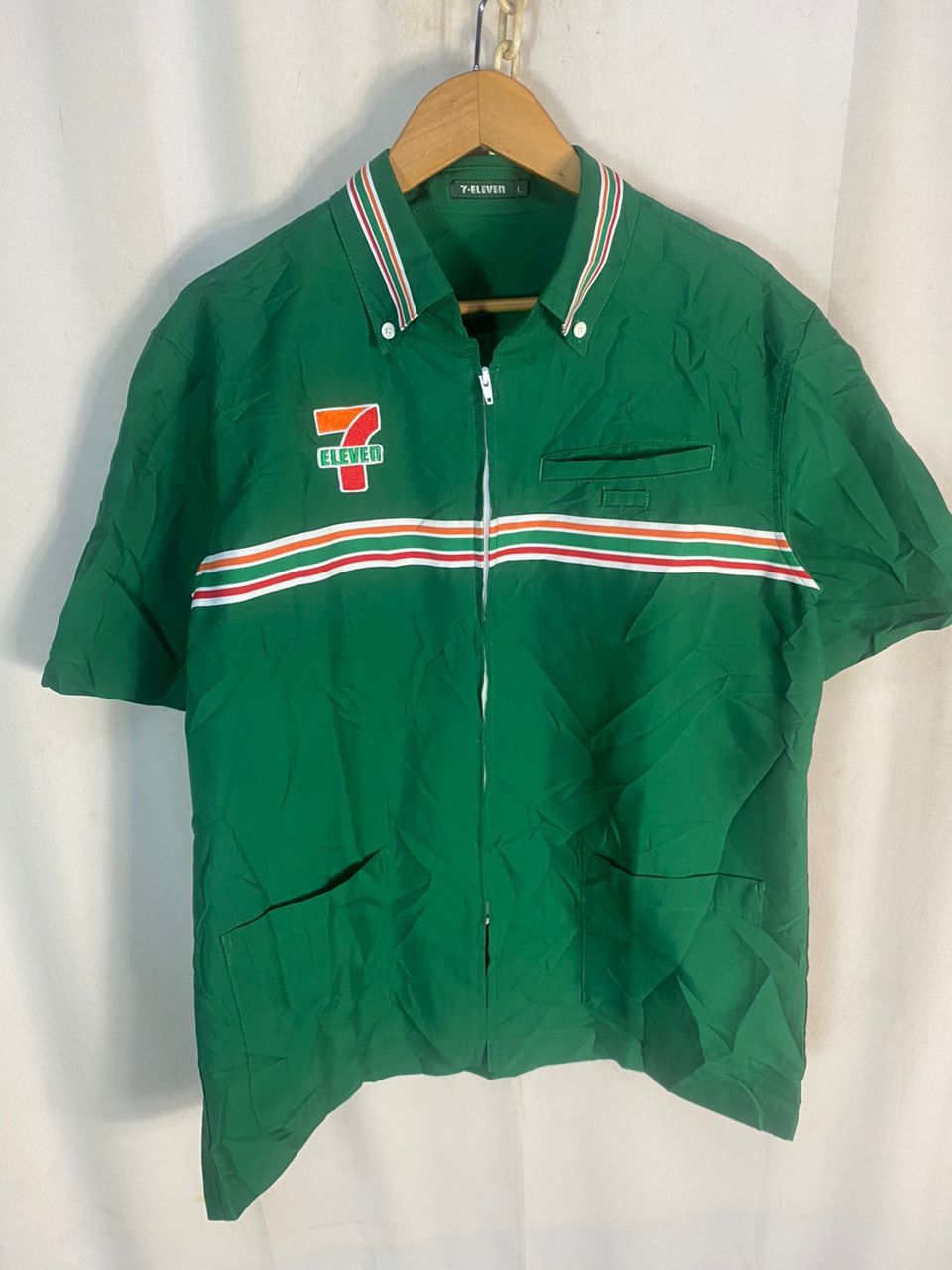 Japanese Brand Vintage 7-eleven spellout uniform zipper shirt Size US L / EU 52-54 / 3 - 7 Thumbnail