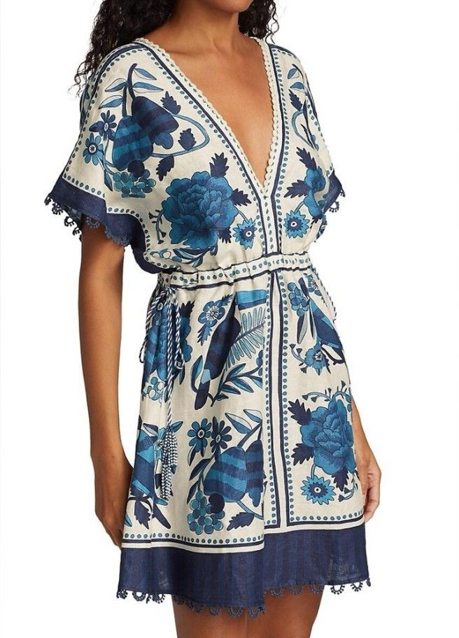 Farm Rio Farm Rio Tropical Tiles Mini Dress FARM Rio XSS Size XXS / US 00 / IT 34 - 3 Thumbnail