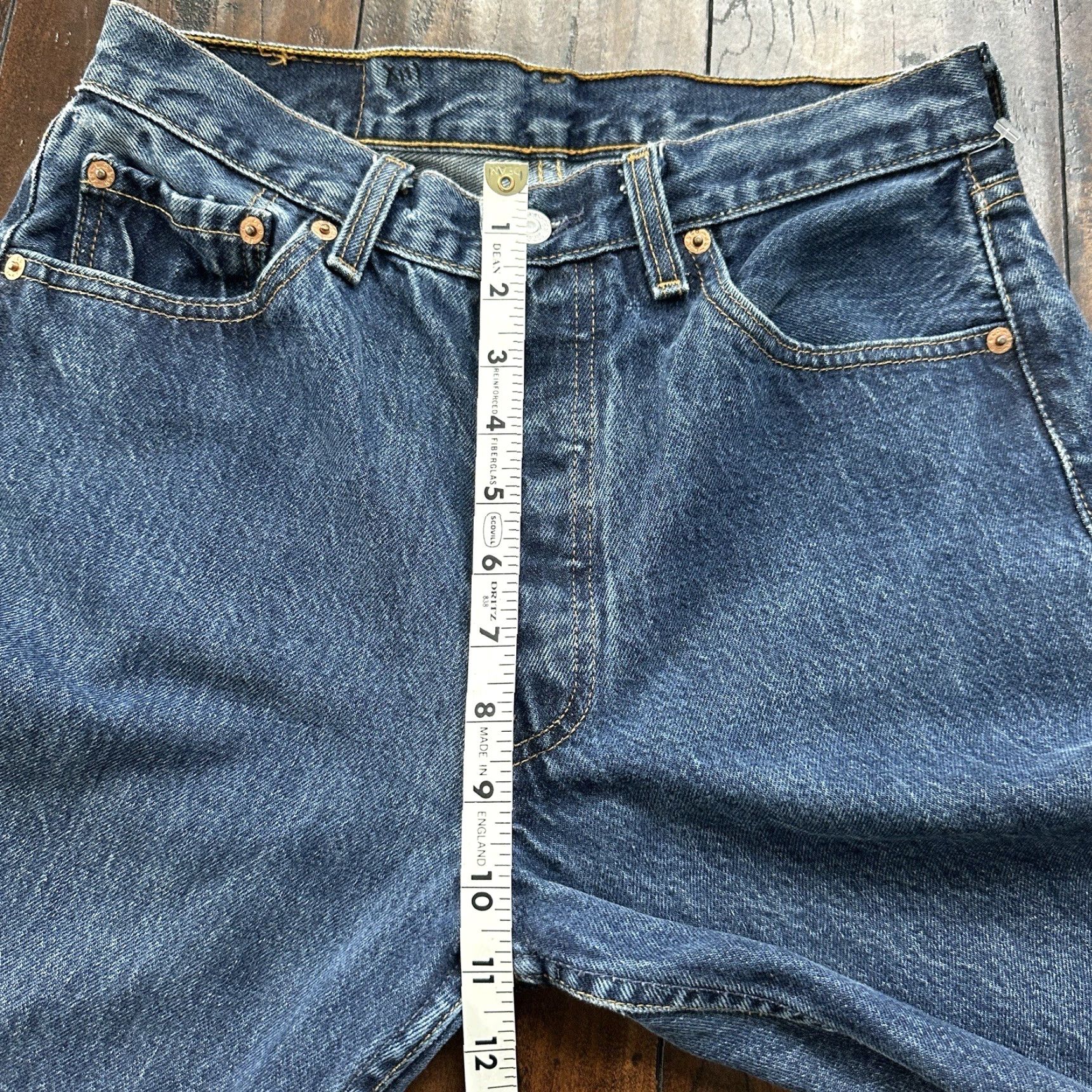 Levi's VINTAGE Levi's 501 Jeans 29x34 Blue Denim 90s 80s USA Mid Wash 27x29 Med Wash Classic Straight Men's Regular Cotton Denim Beltless Button Closure Size US 29 - 7 Thumbnail