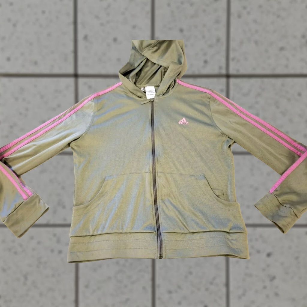 Adidas Womens adidas Jacket L Large Gray Hooded Athletic Gym Workout Size L / US 10 / IT 46 - 1 Thumbnail