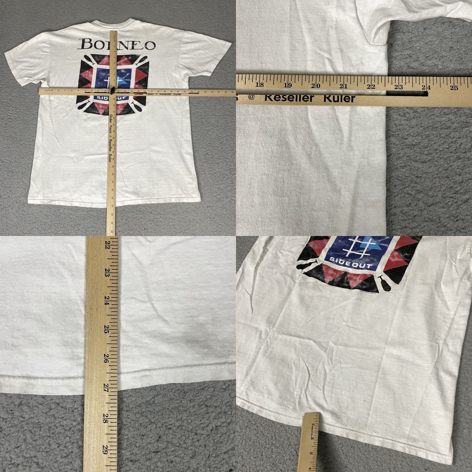 Sideout VINTAGE Sideout T Shirt Adult XL White Sports 80s USA Distressed Borneo Faded Mens Regular Size US XL / EU 56 / 4 - 8 Thumbnail