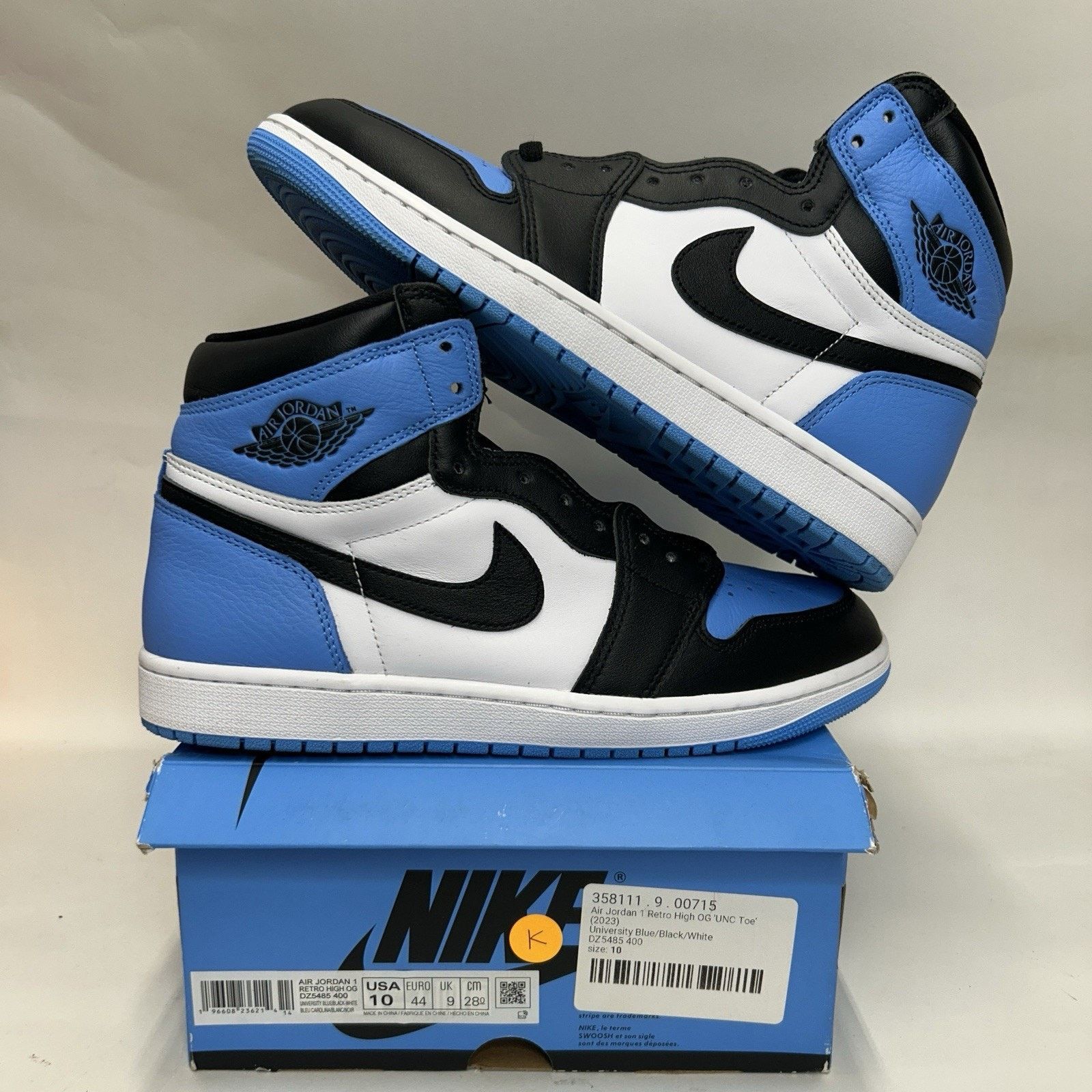 Jordan Brand Nike Air Jordan 1 Retro High OG “UNC Toe/Blue Black White” Size US 10 / EU 43 - 1 Thumbnail