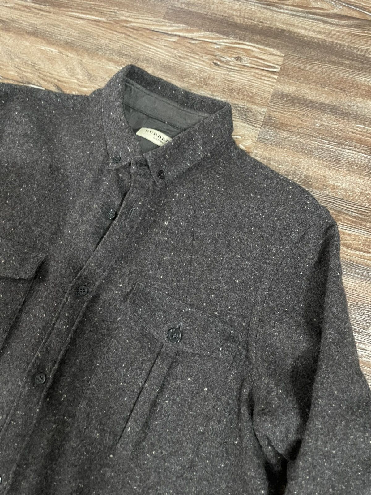 Burberry Wool Cashmere Blend Button Up Shirt Dark Grey Speckled ru Size US M / EU 48-50 / 2 - 3 Thumbnail