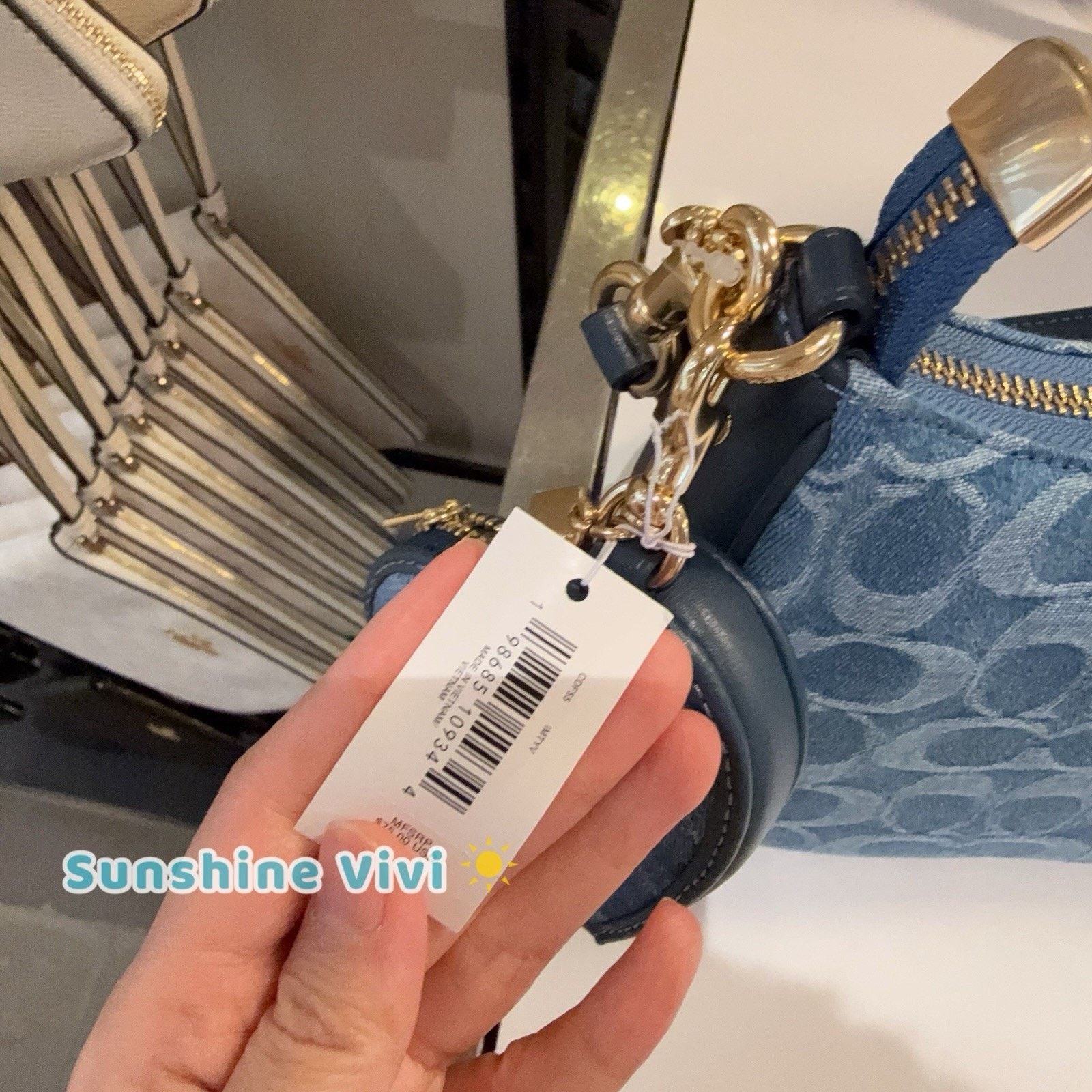 Coach NWT coach Heart Bag Charm Signature Denim CDF55 Gold/Indigo Size ONE SIZE - 2 Thumbnail