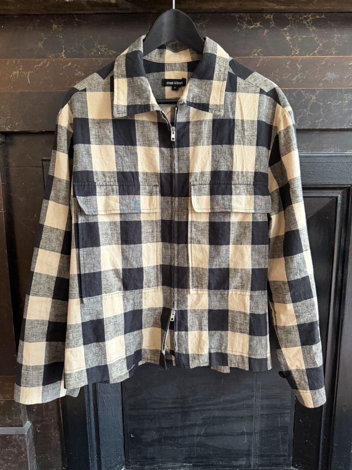 Evan Kinori Evan Kinori Zip Jacket - Cotton / Linen Check Size US S / EU 44-46 / 1 - 1 Thumbnail