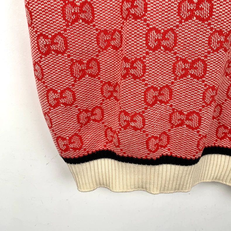 Gucci Gucci Red logo old flower full print wool round neck knitte Size US XL / EU 56 / 4 - 4 Thumbnail
