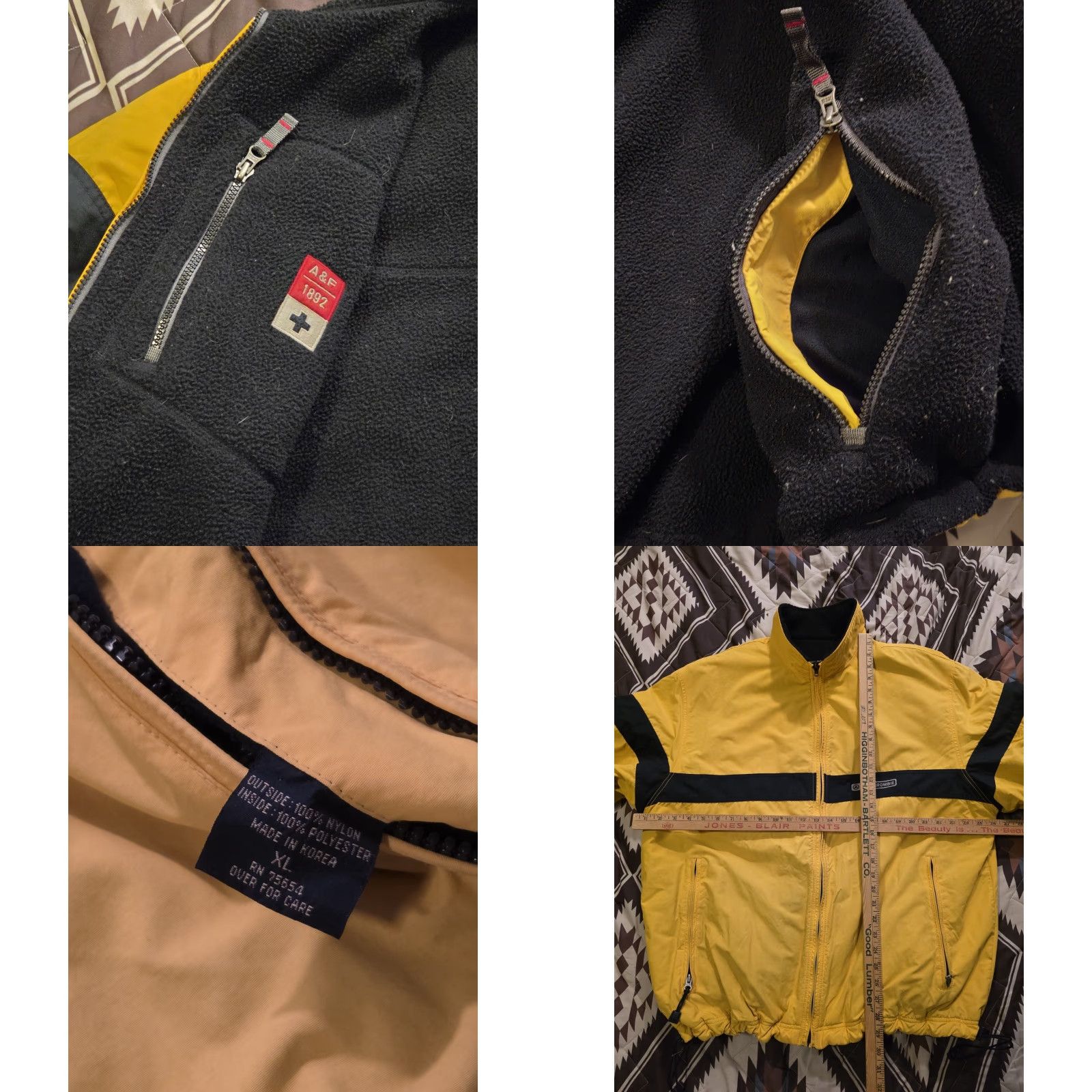Abercrombie & Fitch VINTAGE Abercrombie & Fitch Jacket XL Men's Yellow Parka Fleece Lined Zip Full Zip Logo Embroidered Ski Outdoor 90s Winter Mens Size US XL / EU 56 / 4 - 8 Thumbnail