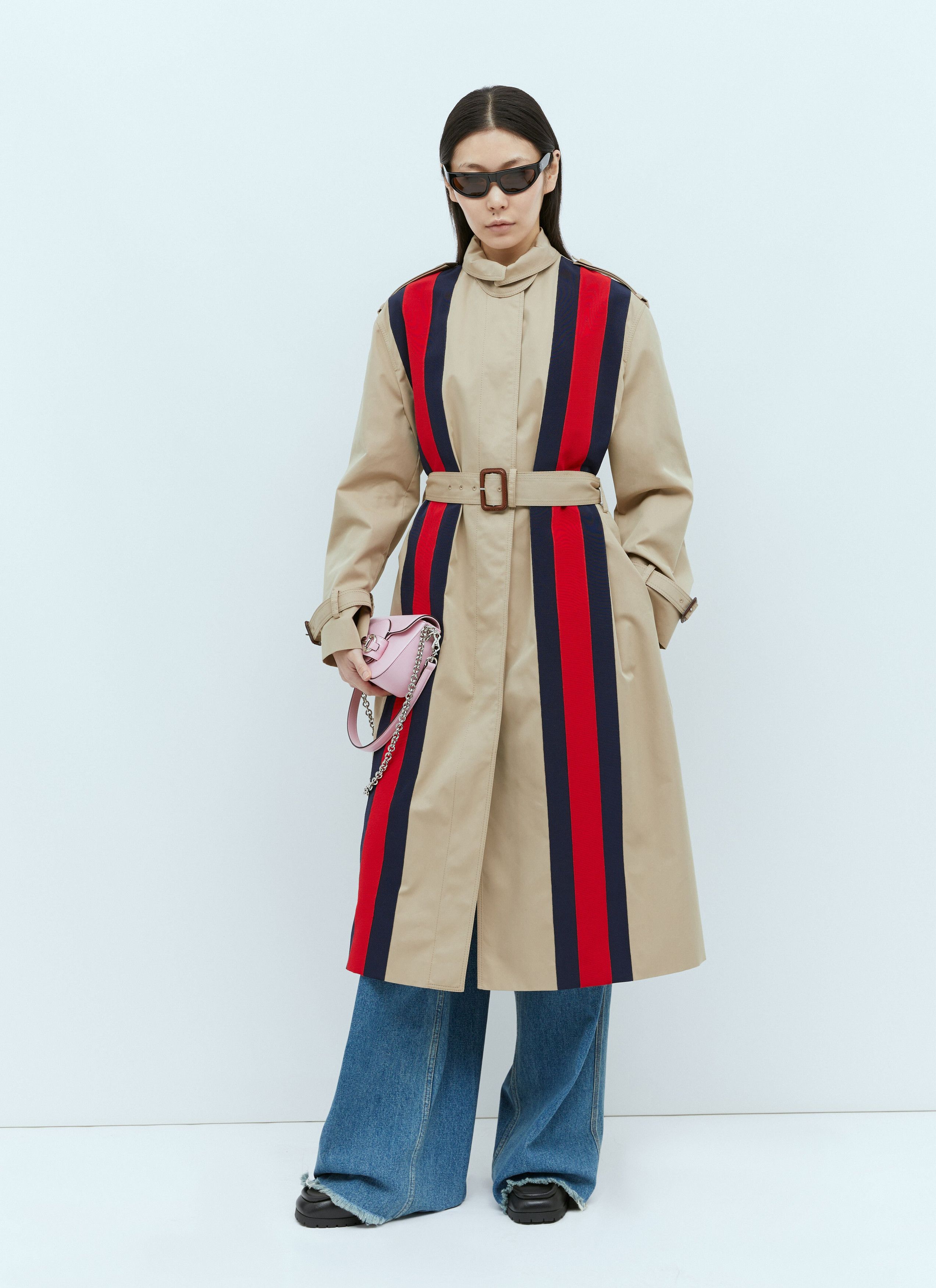 Gucci Gabardine Trench Coat With Web Stripe Size XS / US 0-2 / IT 36-38 - 1 Thumbnail