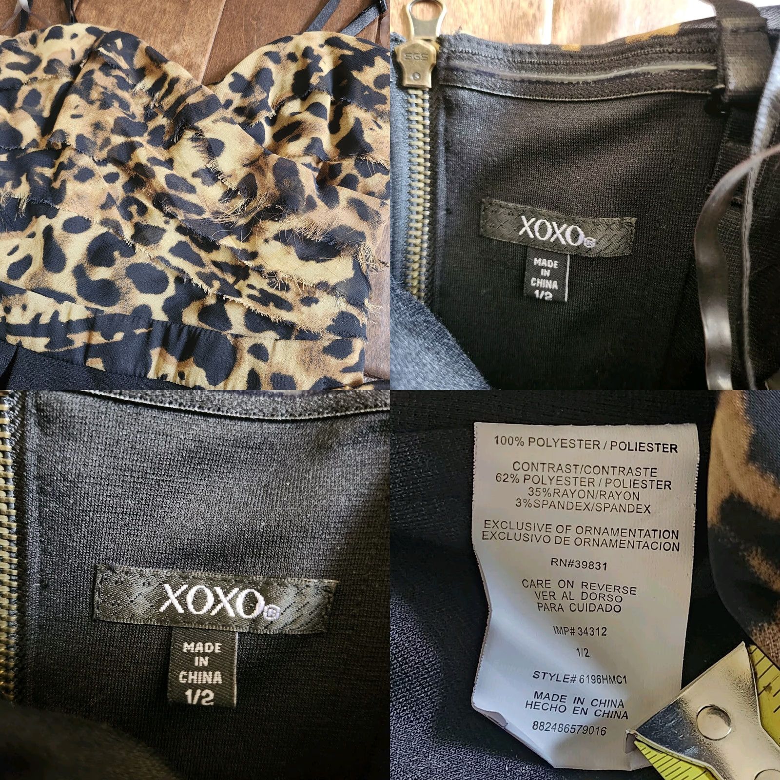 XOXO XOXO Romper - Leopard Print - Juniors - Sleeveless - Zip - Multicolor - 1/2 - One-Piece - Casual/Travel/Party - Teens Women s Womens Size 25" / US 0 / IT 36 - 10 Thumbnail