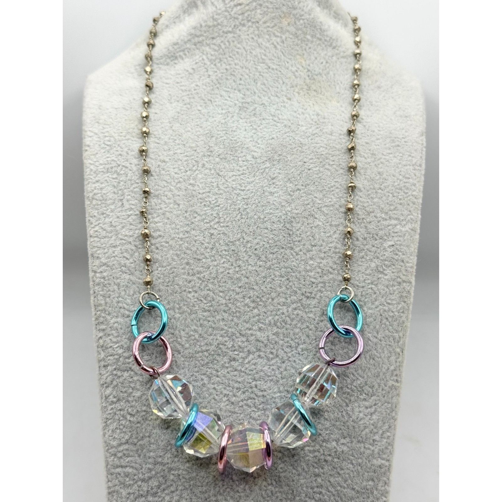 Vintage Vintage crystal silver chain beaded necklace Size ONE SIZE - 1 Thumbnail