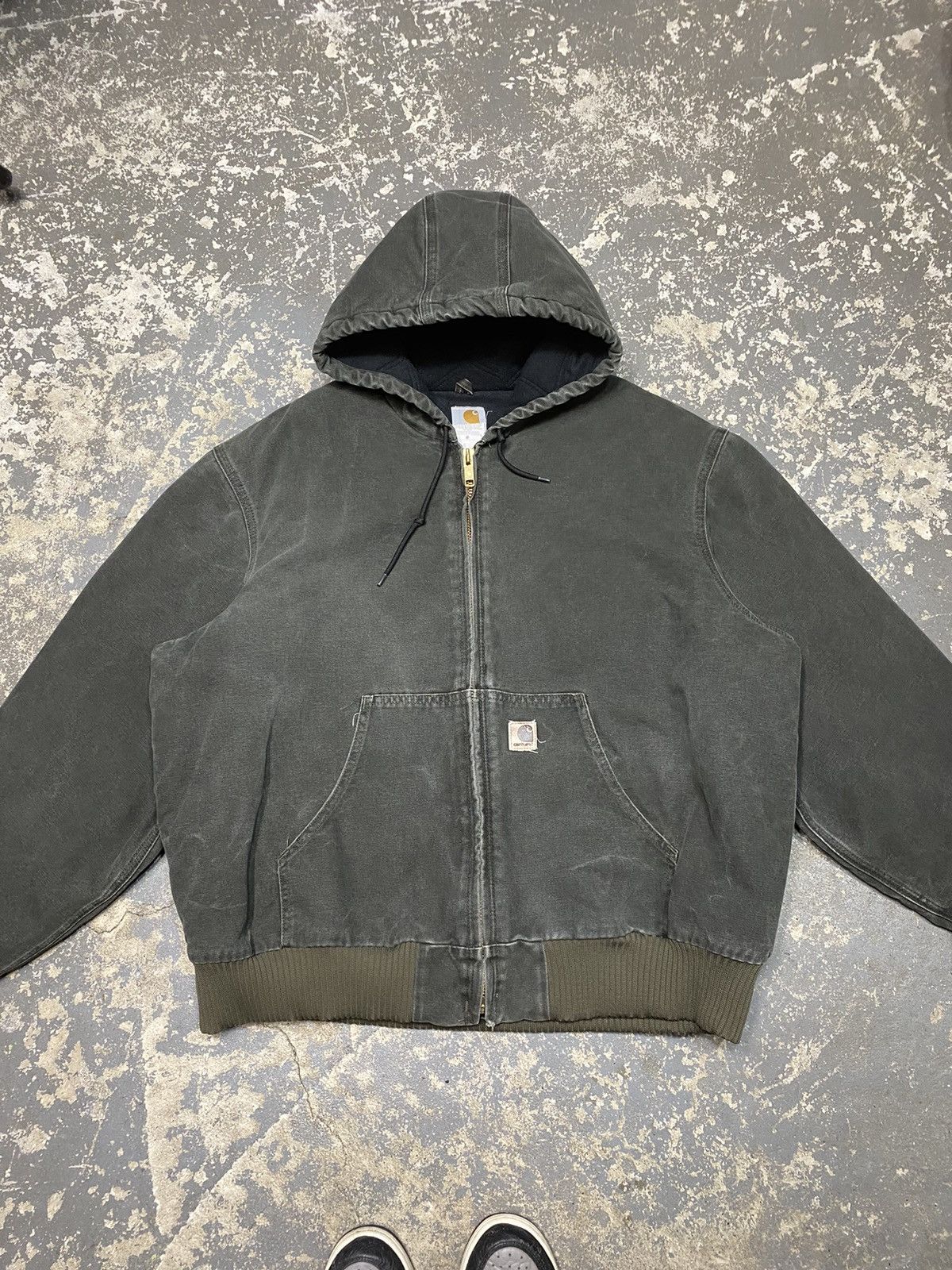 Carhartt × Vintage Vintage Carhartt Green Mos Hooded Active Jacket J130 MOS Size US XXL / EU 58 / 5 - 3 Thumbnail