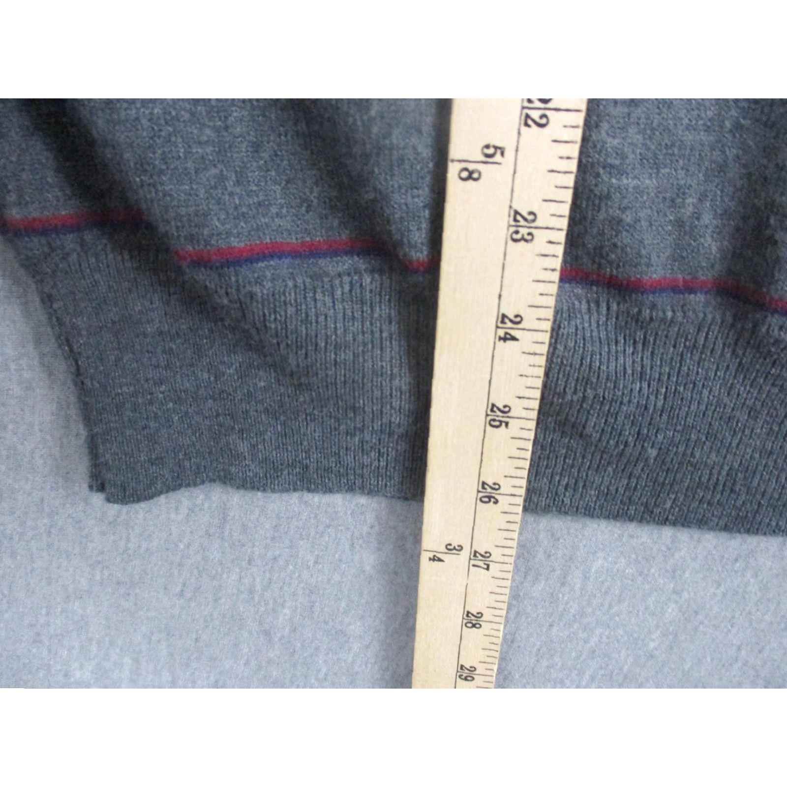 Vintage VINTAGE Lord Jeff Sweater Mens Large Gray Stripe Collared Knit Pullover Size US L / EU 52-54 / 3 - 4 Thumbnail