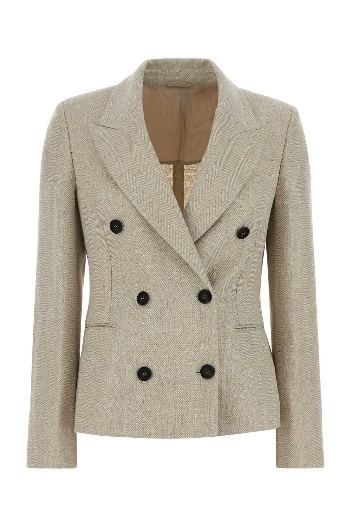 Brunello Cucinelli Melange Sand Linen Blend Blazer Size S / US 4 / IT 40 - 1 Thumbnail