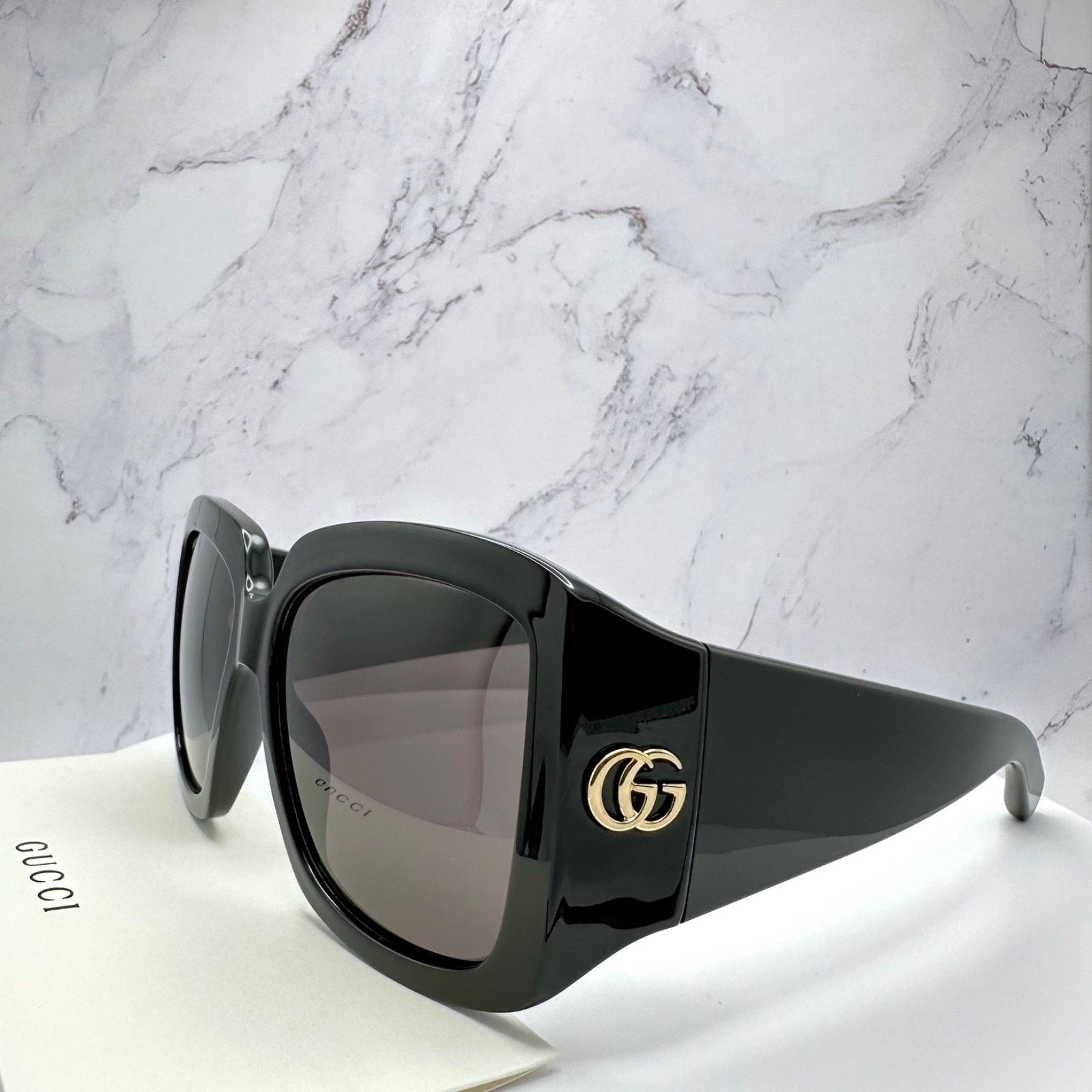 Gucci New GUCCI Sunglasses Wrap Square Black Gold Metal Authentic Size ONE SIZE - 4 Thumbnail