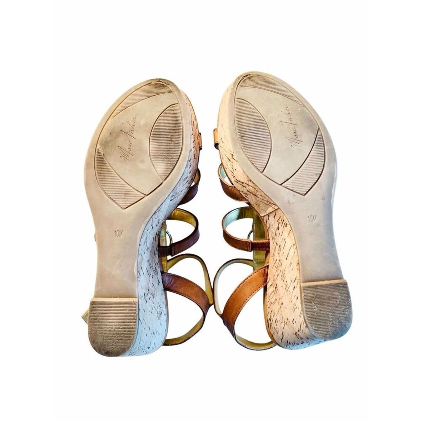 Marc Fisher Marc Fisher Genny Brown Leather Strappy Wedge Sandals 10M Size US 10 / IT 40 - 5 Thumbnail
