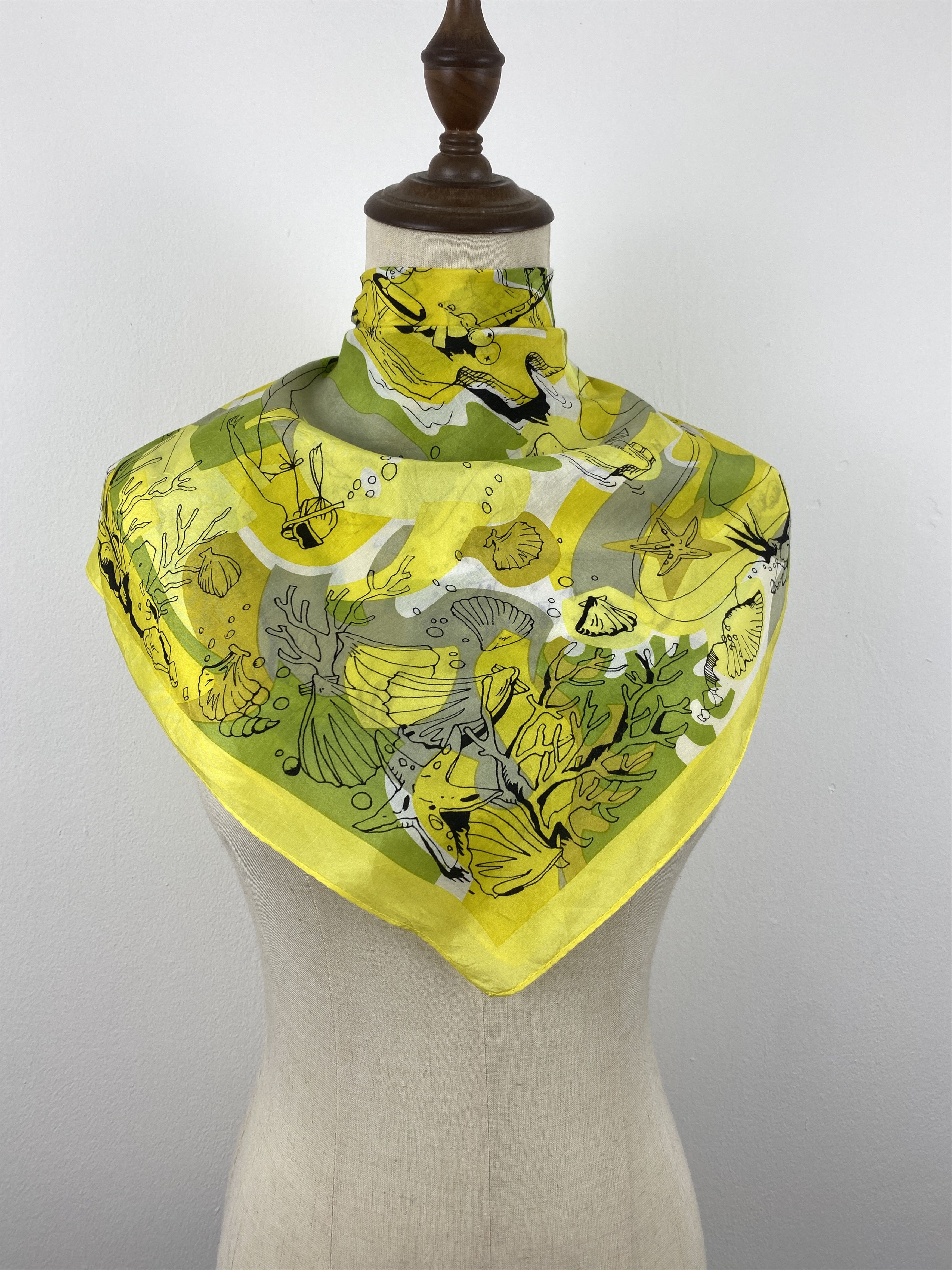 Japanese Brand Vintage Japanese Brand Deep Ocean Silk Scarf SN0134 Size ONE SIZE - 1 Thumbnail
