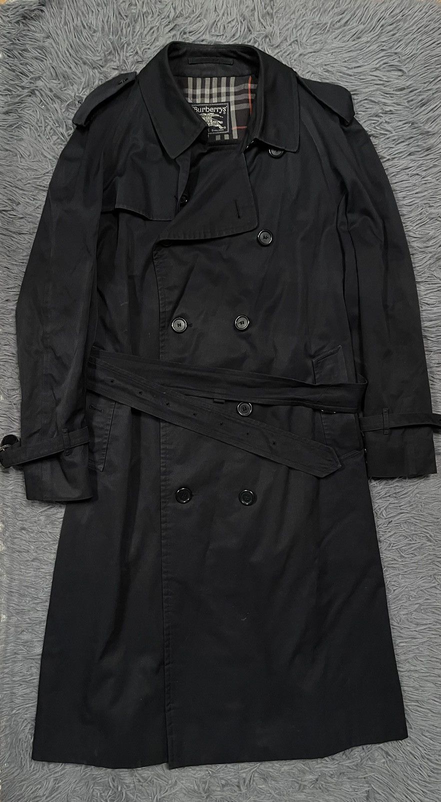 image of Burberry’S 80's Vintage Nova Check Lining Trench Coat in Navy, Men's (Size Medium)