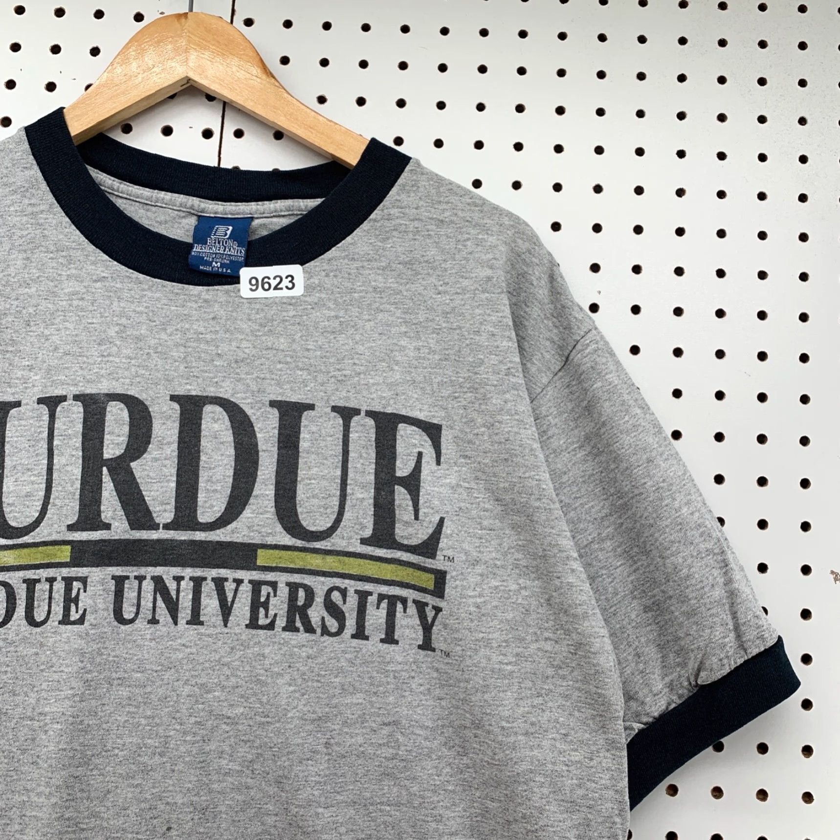 Vintage Vintage Purdue Boilermakers Ringer Shirt Mens Medium Gray Made USA 21.5x27 Belton Cotton Crew Neck Short Sleeve 80s T-Shirt University Mens Size US M / EU 48-50 / 2 - 2 Thumbnail