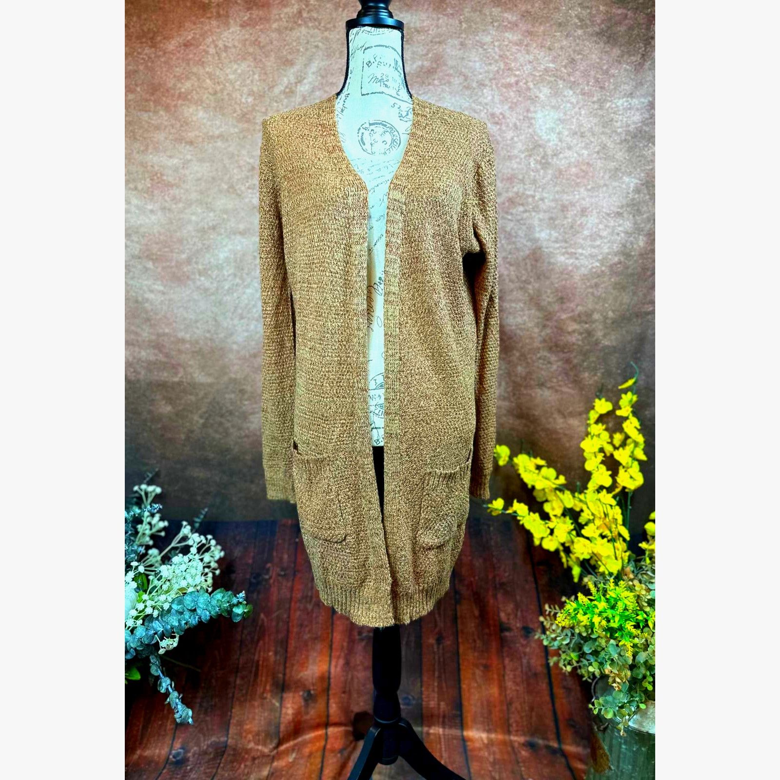 Other Love Ellie Speckled Long Open Front Cardigan Multi Brown L Size L / US 10 / IT 46 - 6 Thumbnail