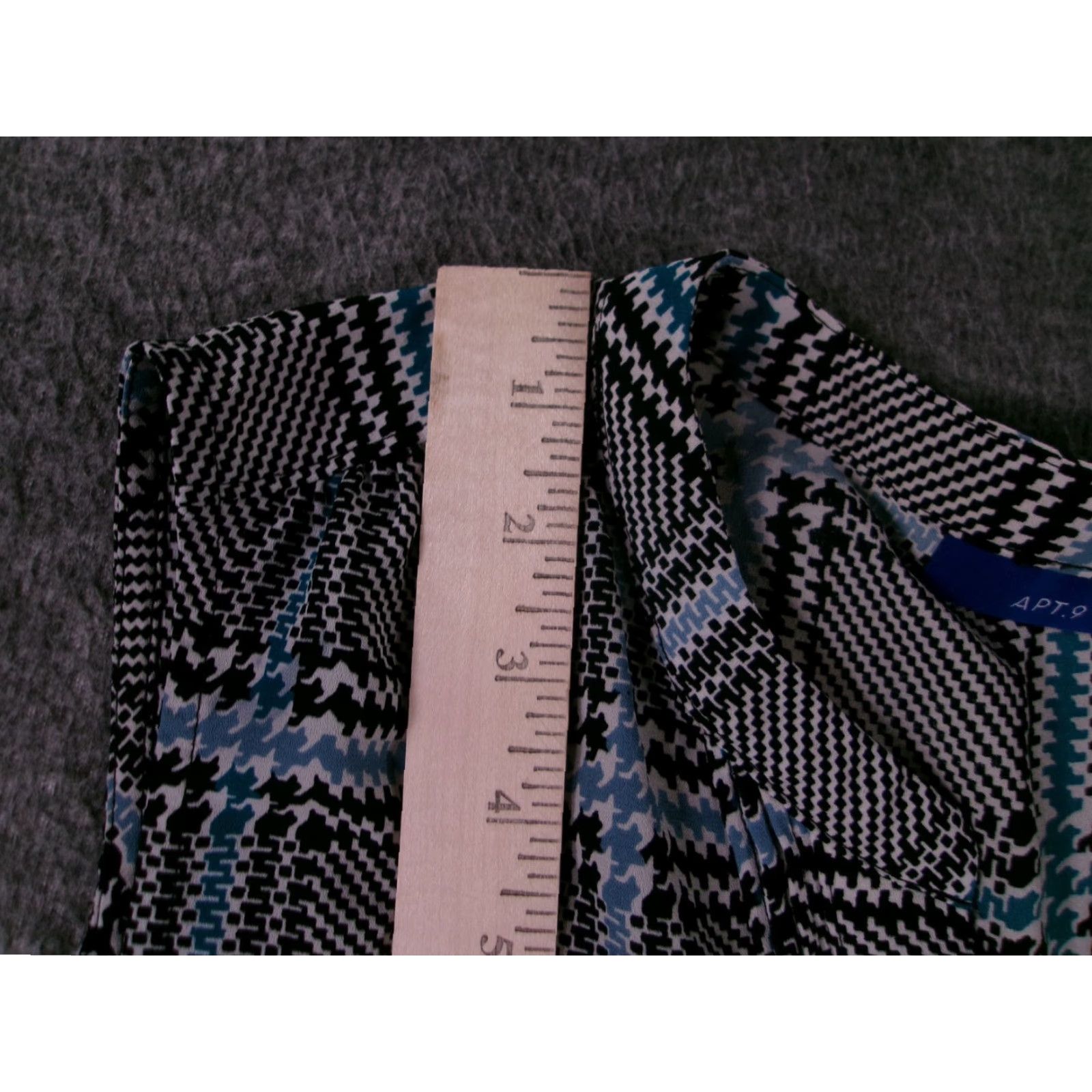 Apt. 9 APT9 Blouse Womens L Black Teal Sleeveless Button Front Plaid Houndstooth Size L / US 10 / IT 46 - 4 Thumbnail