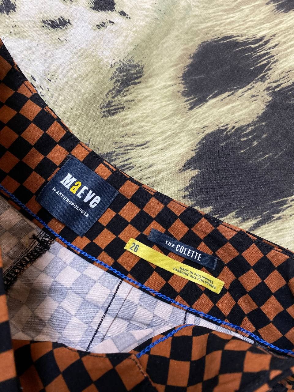 Japanese Brand Anthropologie Maeve Orange/Black Check Flared Baggy Pants Size US 26 / EU 42 - 2 Thumbnail