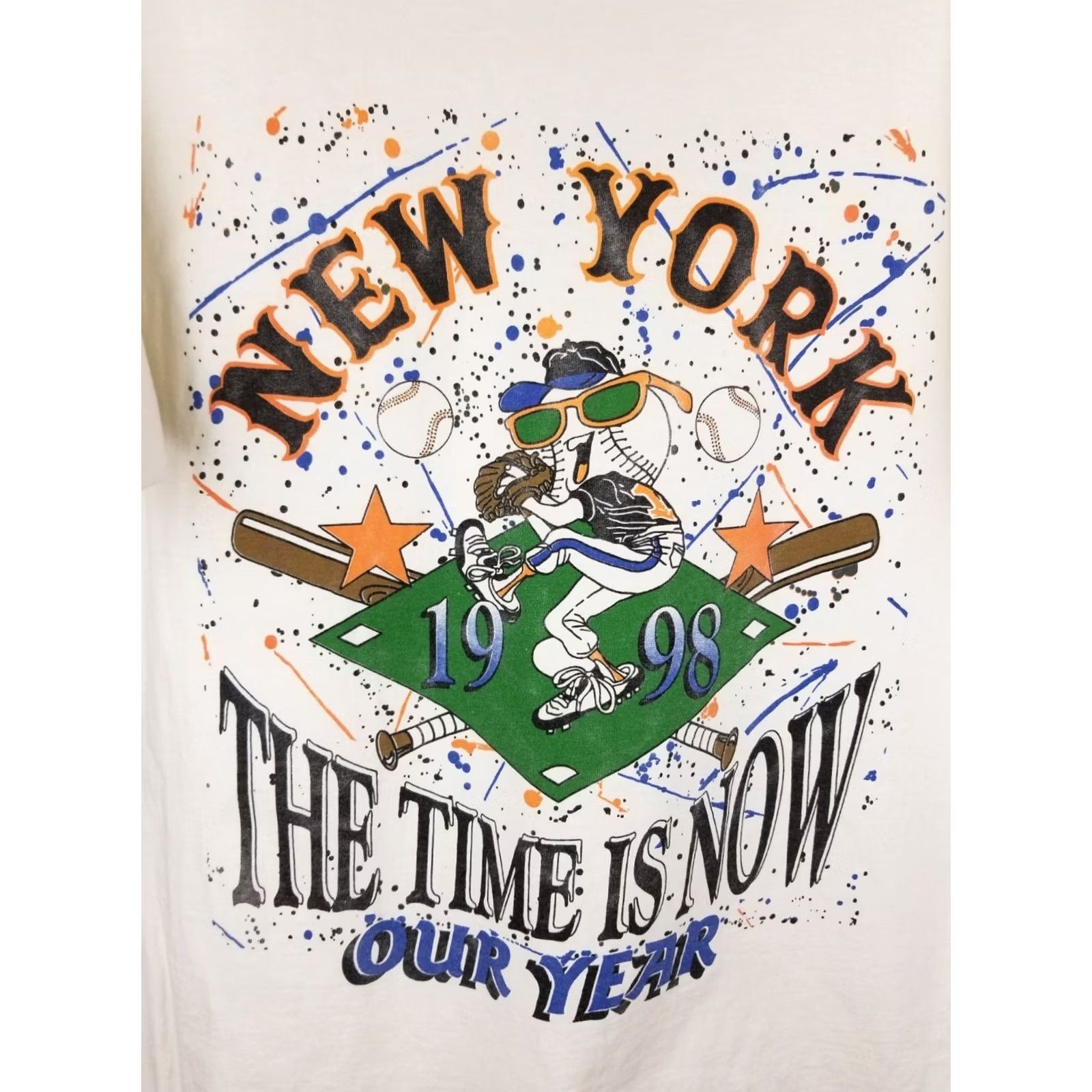 Vintage VINTAGE 1998 NEW YORK THE TIME IS NOW OUR YEAR BASEBALL WHITE T-SHIRT SZ XLARGE Size US XL / EU 56 / 4 - 2 Thumbnail