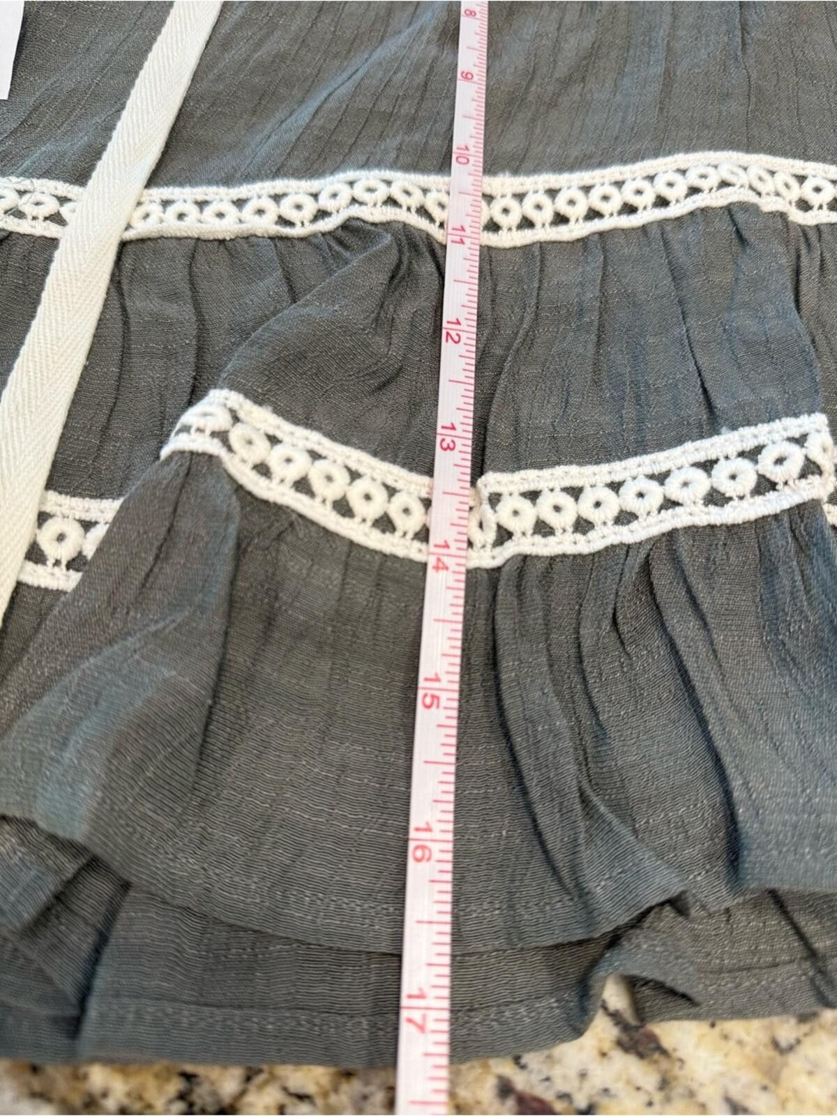 Other Umgee boho gray ruffled mini skirt white lace SZ SM Size 28" / US 6 / IT 42 - 8 Thumbnail