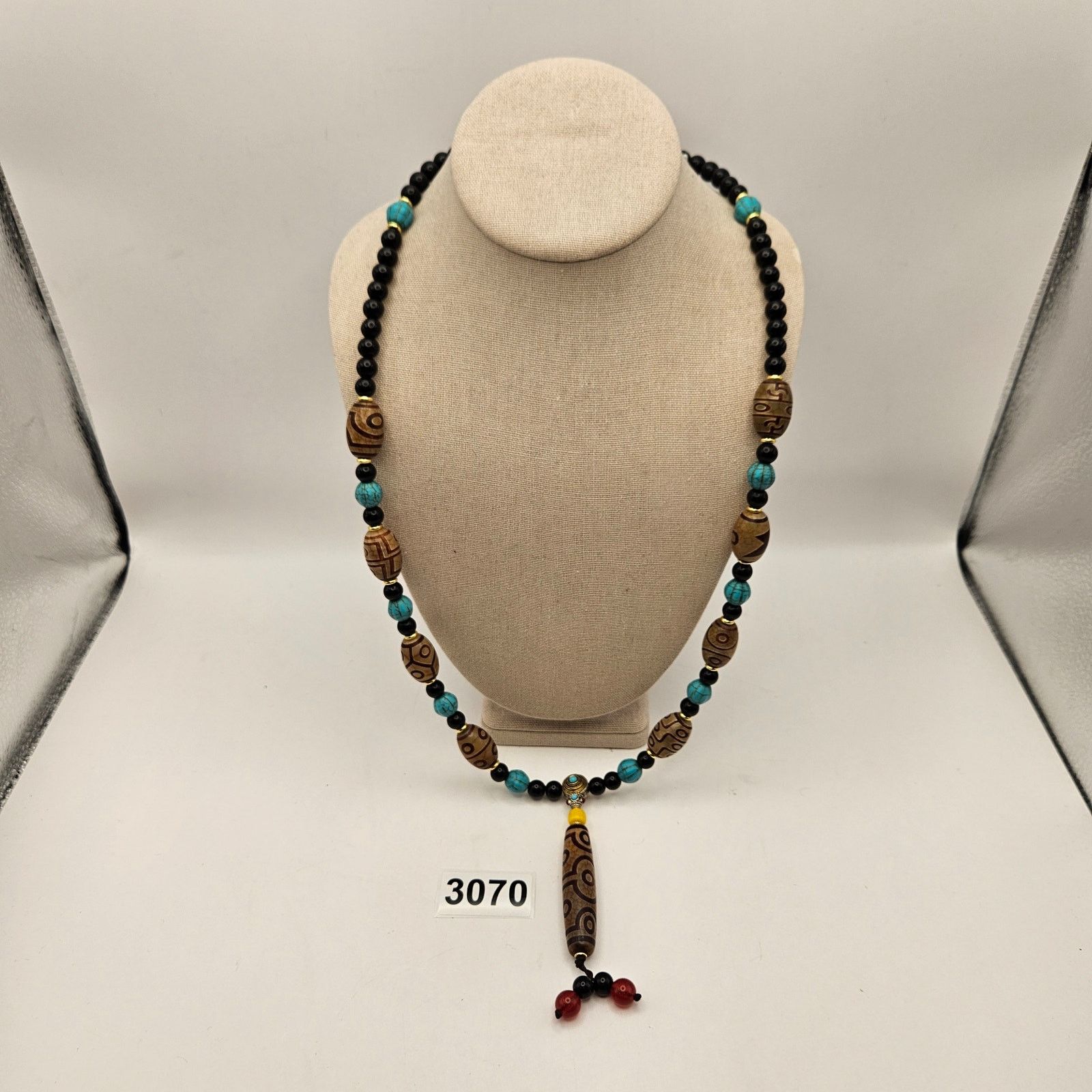 Other TIBETAN DZI BEAD NECKLACE BRACELET NECKLACE BLACK ONYX TURQ. Size ONE SIZE - 1 Thumbnail