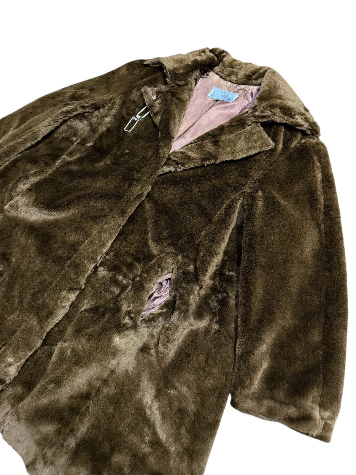 Thierry Mugler Vintage 80s Thierry Mugler Brown Faux Fur Coat Rayon Lining Size US M / EU 48-50 / 2 - 2 Thumbnail