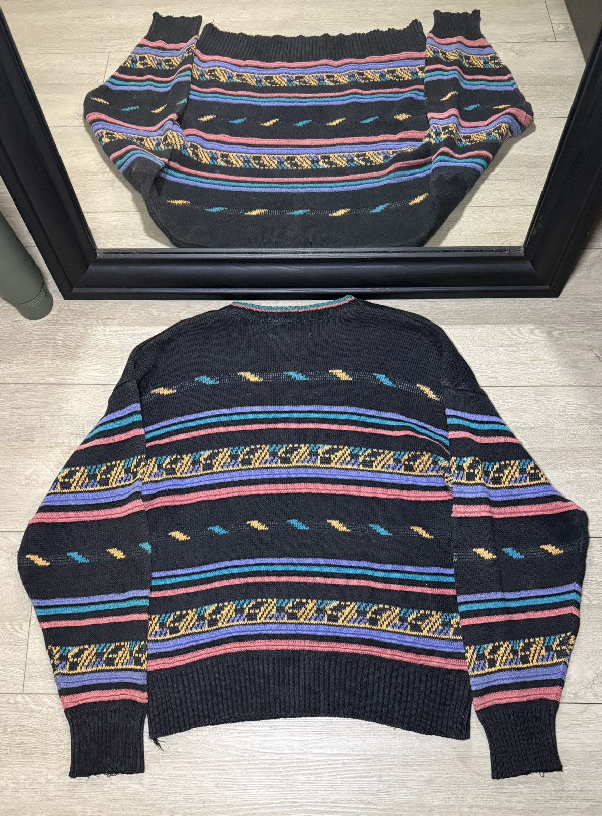 Coogi Vintage 1990s Method Coogi Styled Cardigan Sweater Size US L / EU 52-54 / 3 - 2 Thumbnail