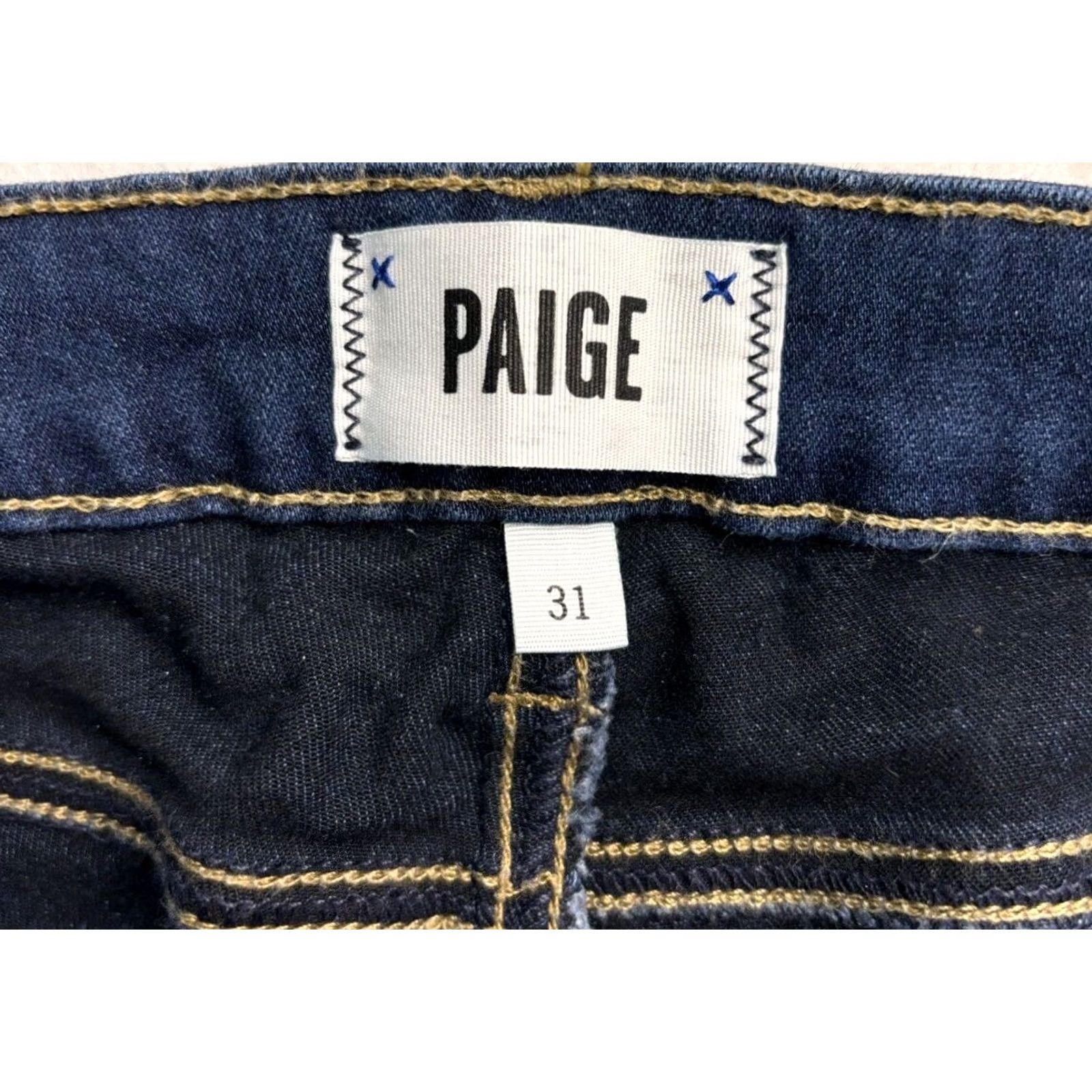 Paige Paige Skyline Skinny Jeans Womens 31 (33x 31) Dark Wash Blue Denim Stretch Size 24" / US 00 / IT 34 - 3 Thumbnail